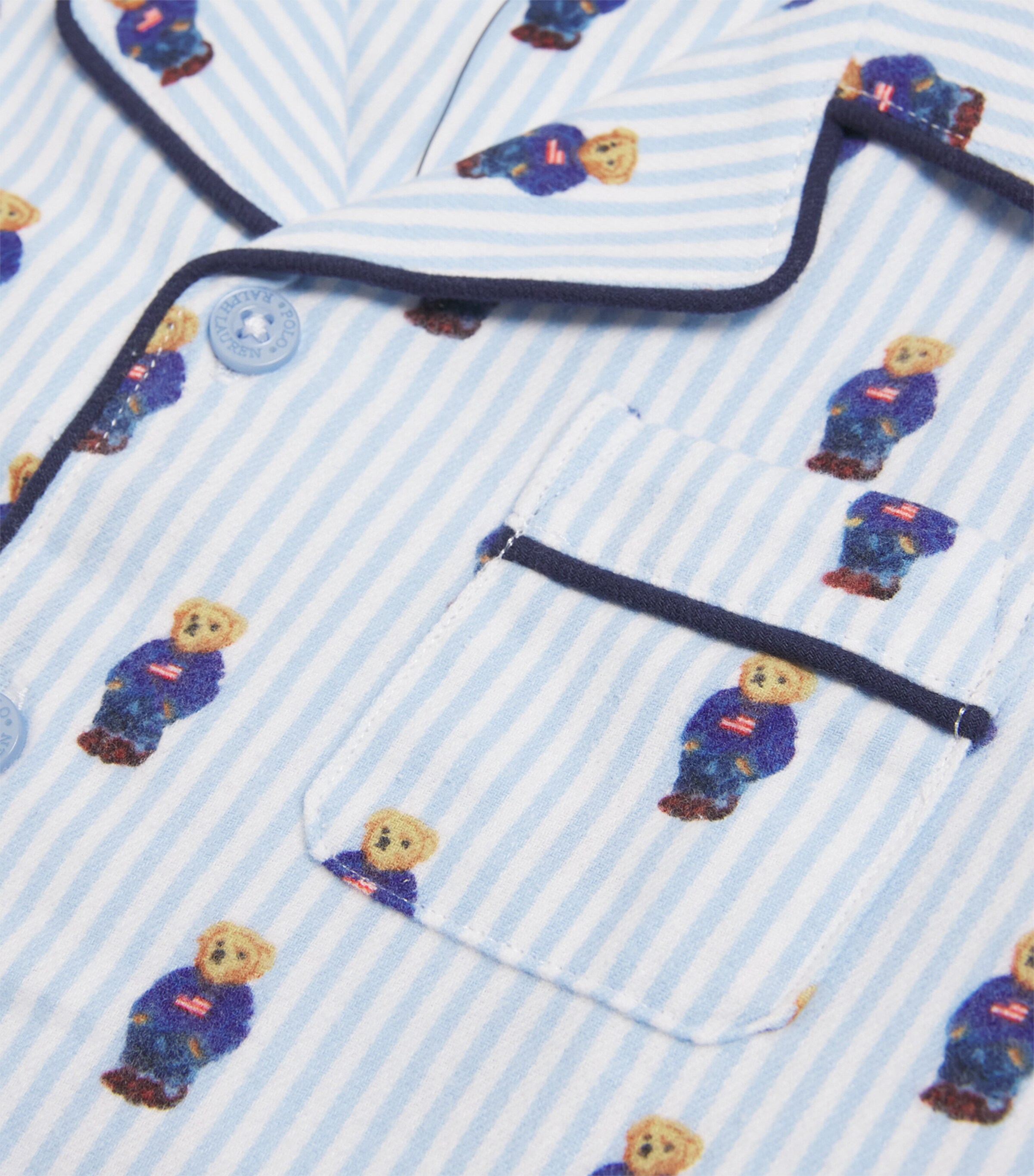 Ralph Lauren Kids Cotton Polo Bear Pyjama Set (4-7 Years) White/elite Blue Image 4