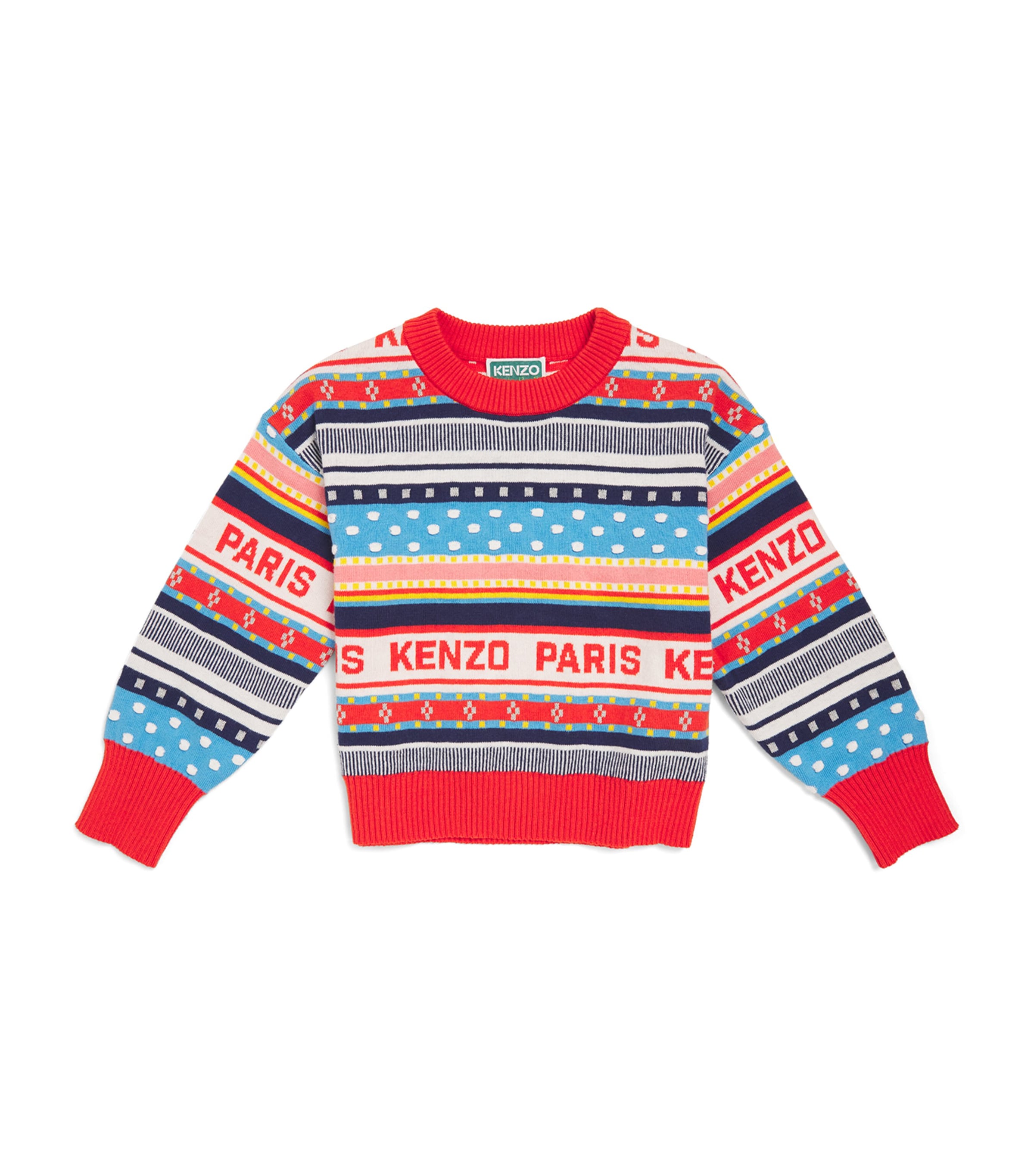 Kenzo Multi-stripe Crew Neck Jumper In Ivory