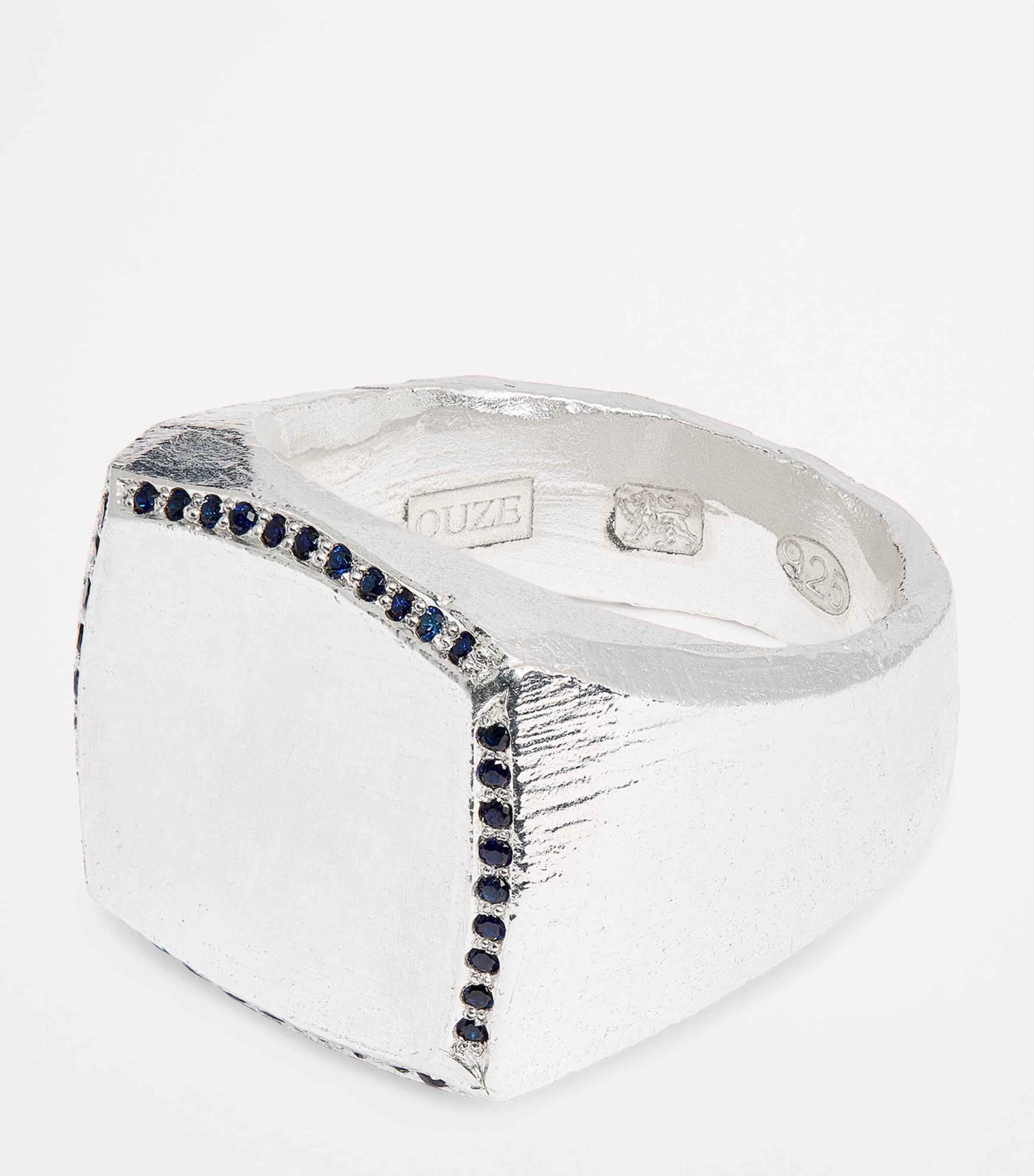 THE OUZE Sterling Silver and Sapphire Signet Ring Blue Image 6
