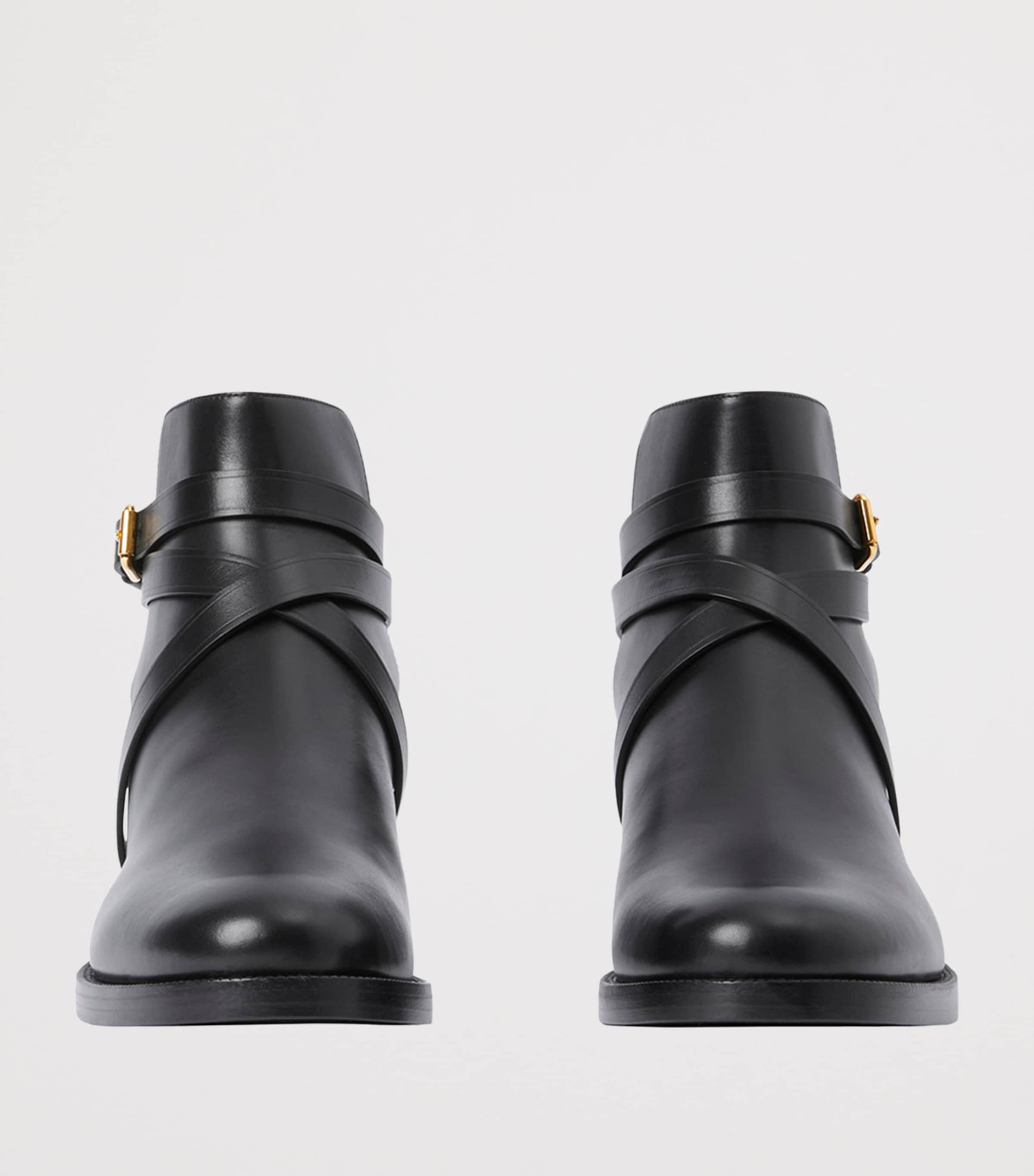 Check and Leather Ankle Boots BLACK-ARCHIVE BEIGE Image 3