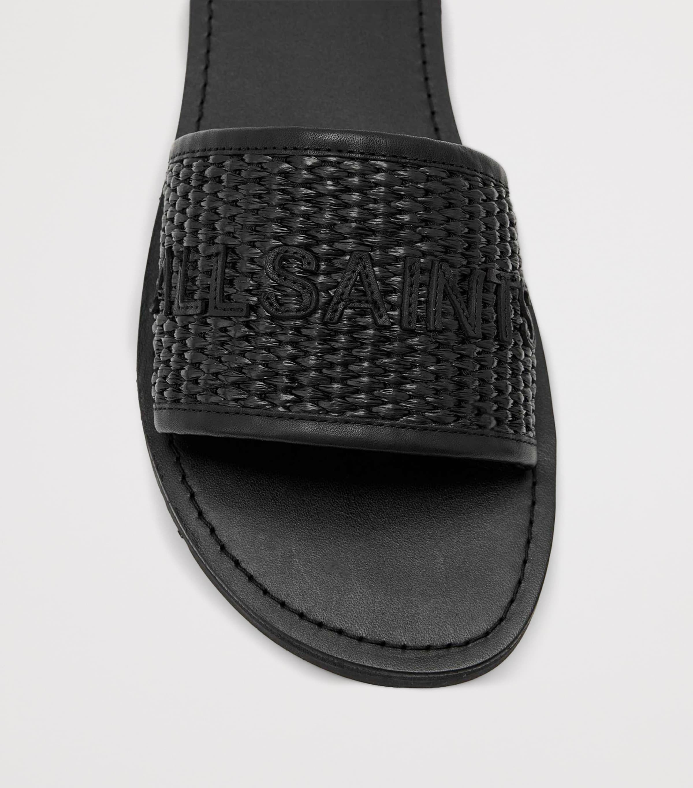 AllSaints Raffia Hoxton Sliders Black/black Image 4