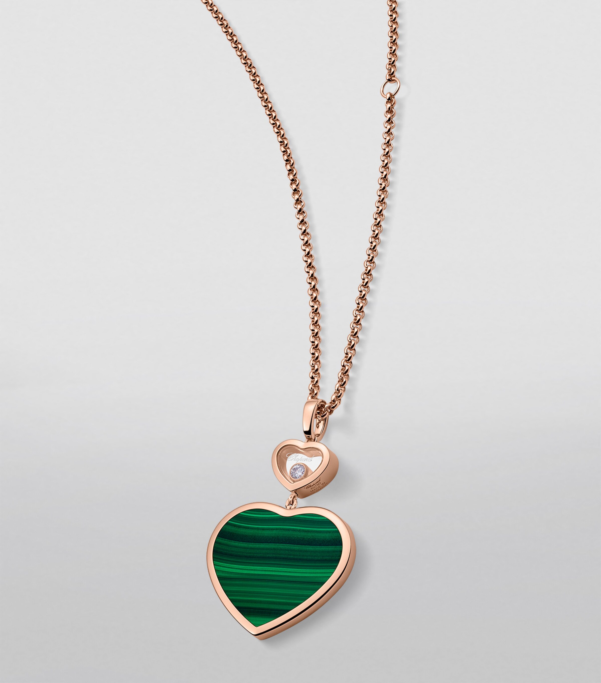 Chopard Rose Gold, Diamond and Malachite Happy Hearts Pendant Necklace Rose Gold Image 7