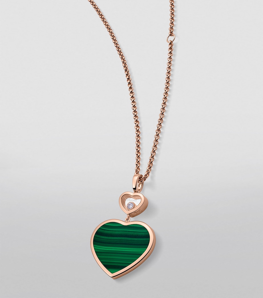 Chopard Rose Gold, Diamond and Malachite Happy Hearts Pendant Necklace Rose Gold Image 7