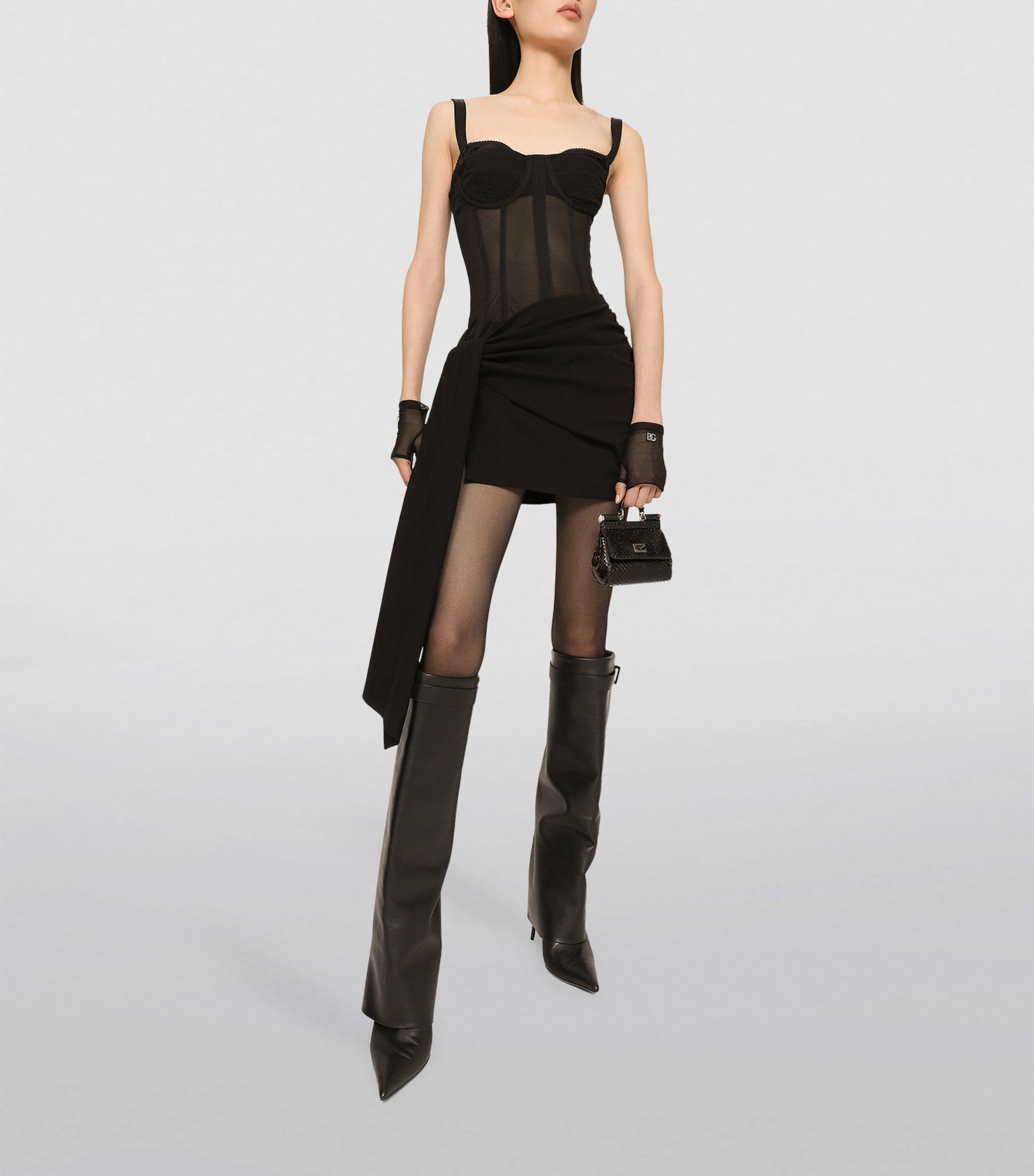 Dolce&Gabbana Womens Corset-Detail Mini Dress Black Image 2