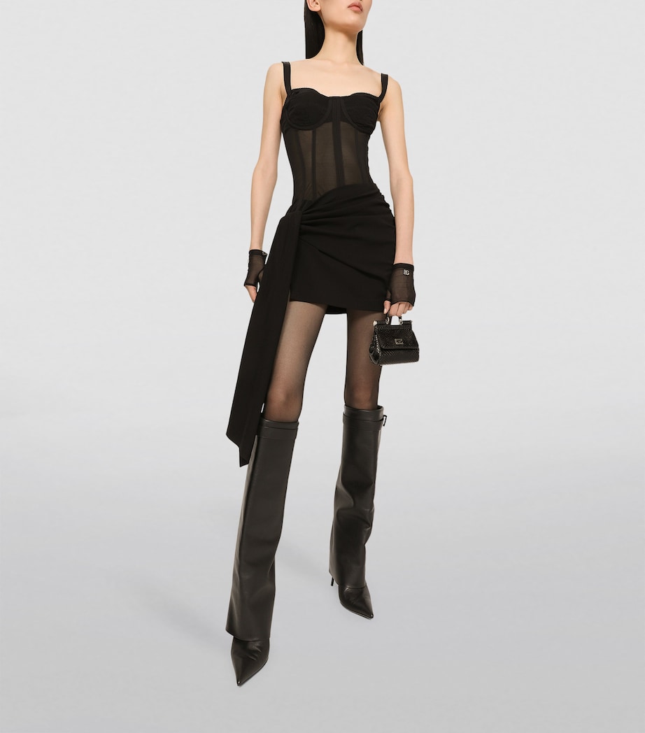 Corset-Detail Mini Dress N0000-BLACK Image 2