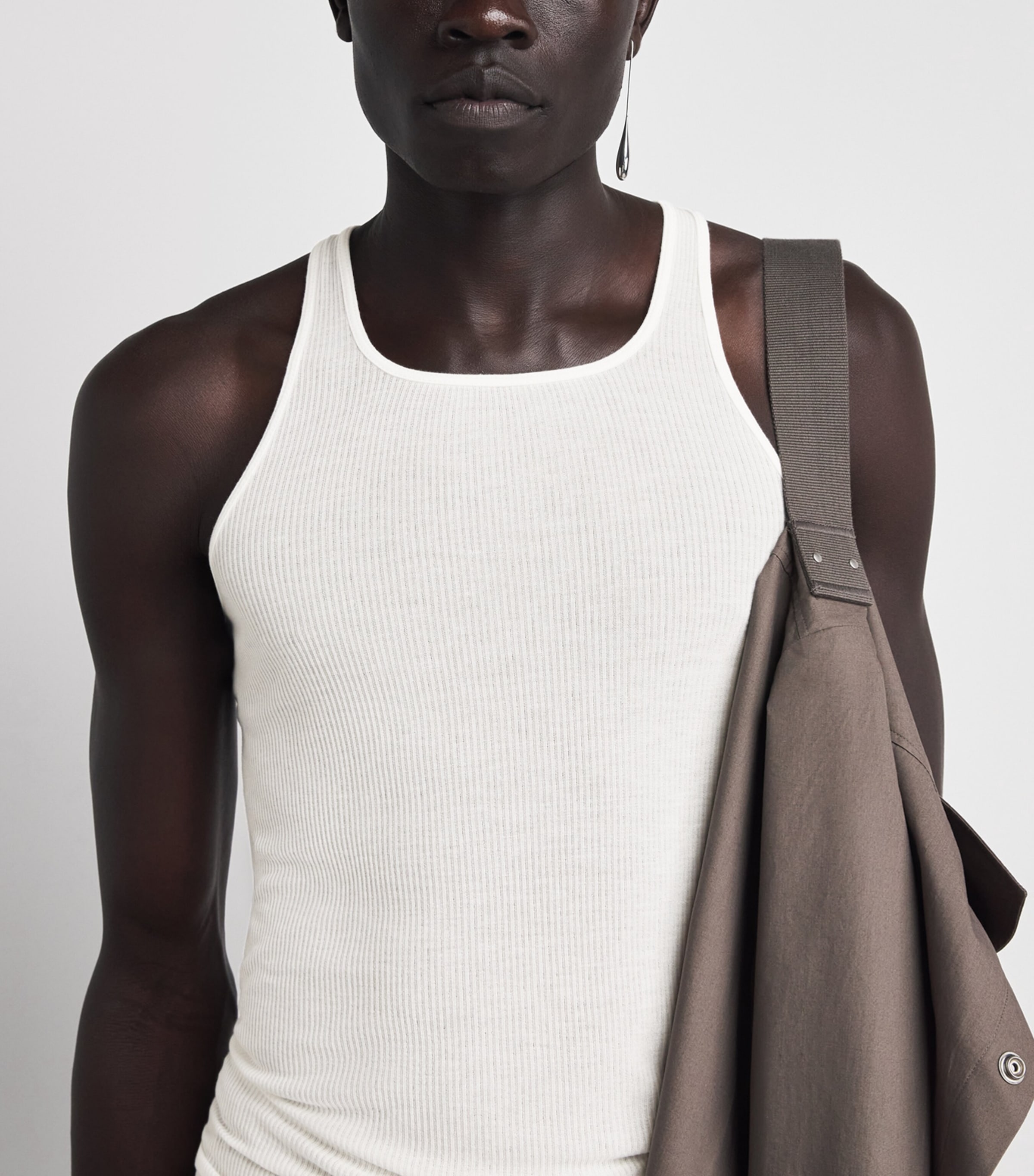 Rick Owens Mens Basic Rib Tank Top Milk Image 3