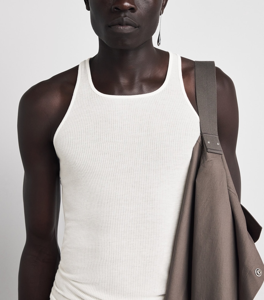 Rick Owens Mens Basic Rib Tank Top Milk Image 3