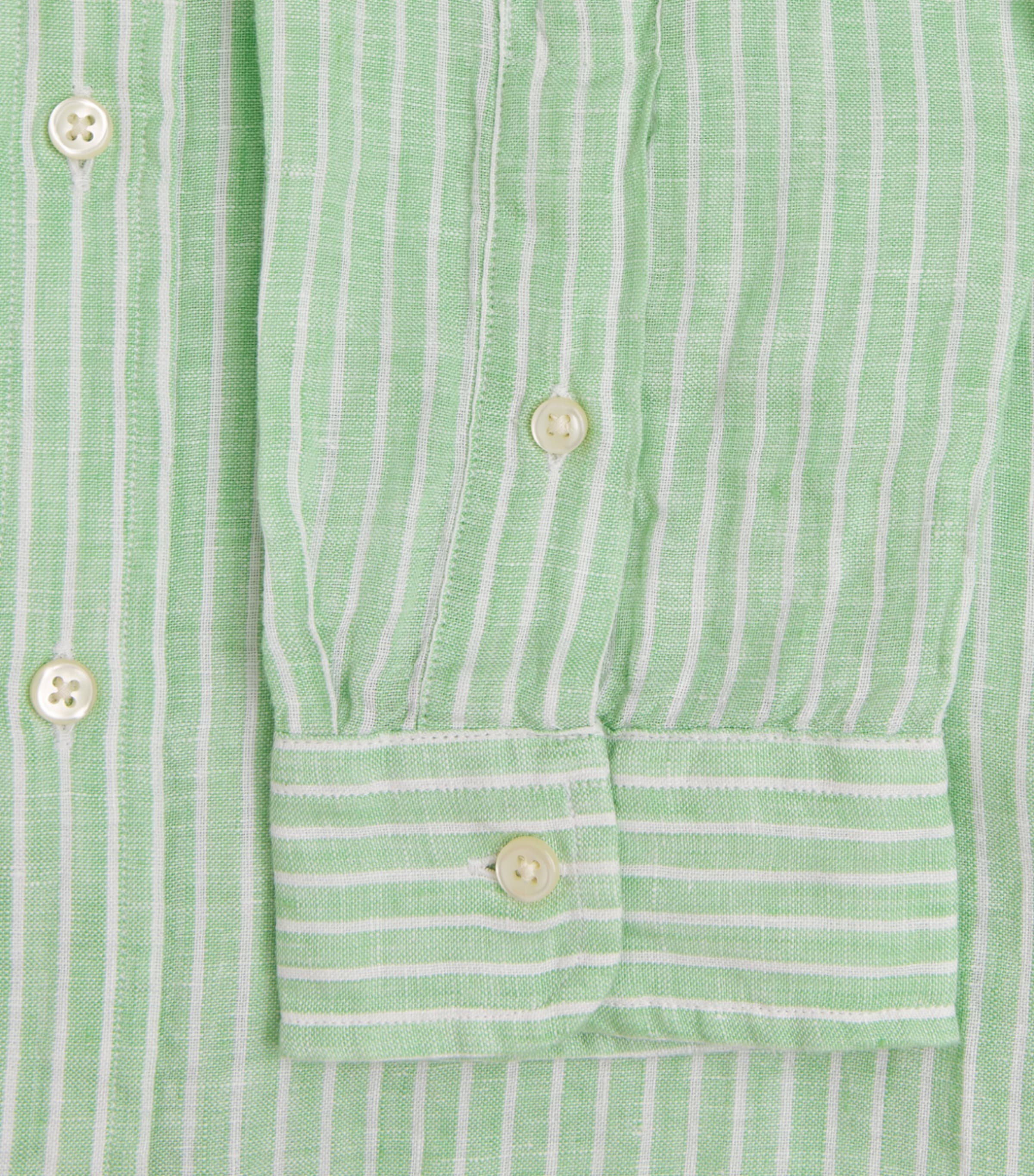 Polo Ralph Lauren Mens Linen Custom-Fit Stripe Shirt Essex Grn Whte Image 6