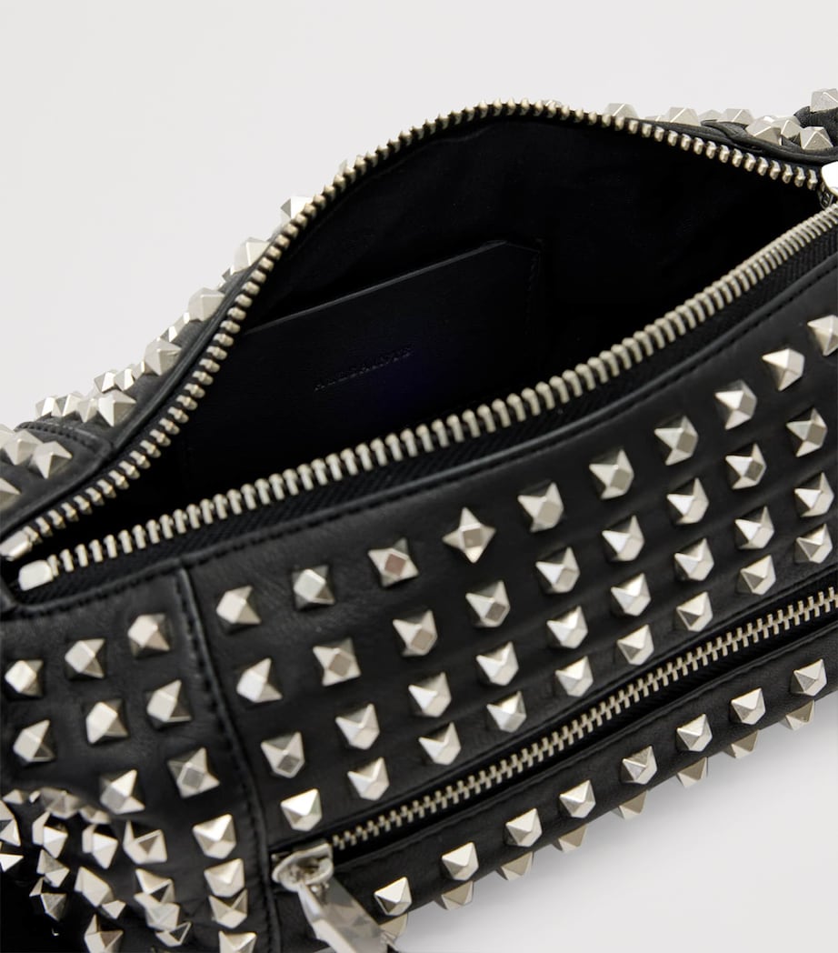 Lambskin Embellished Vega Shoulder Bag BLACK Image 4