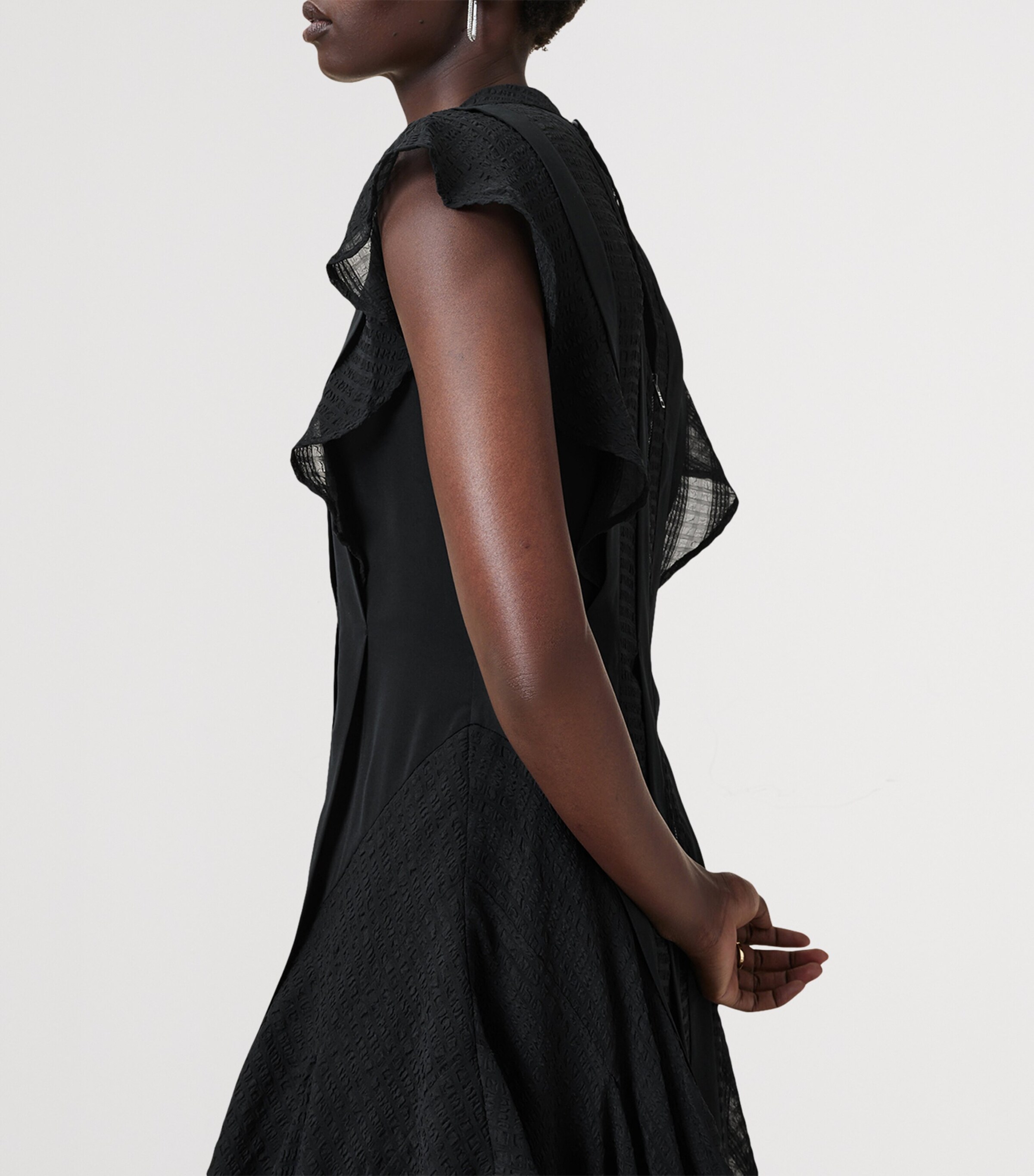 Asymmetric Fleur Dress BLACK Image 8