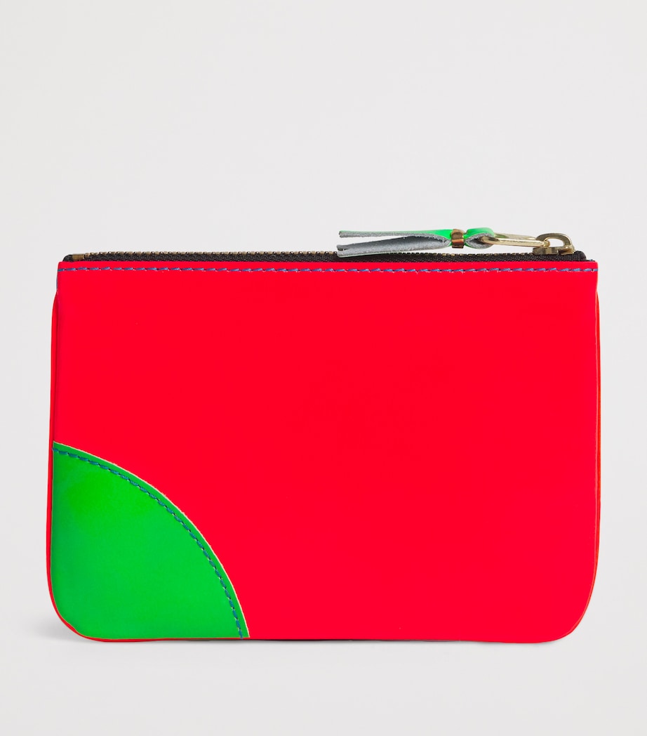 Small Leather Super Fluo Pouch ORANGE/BLUE Image 3