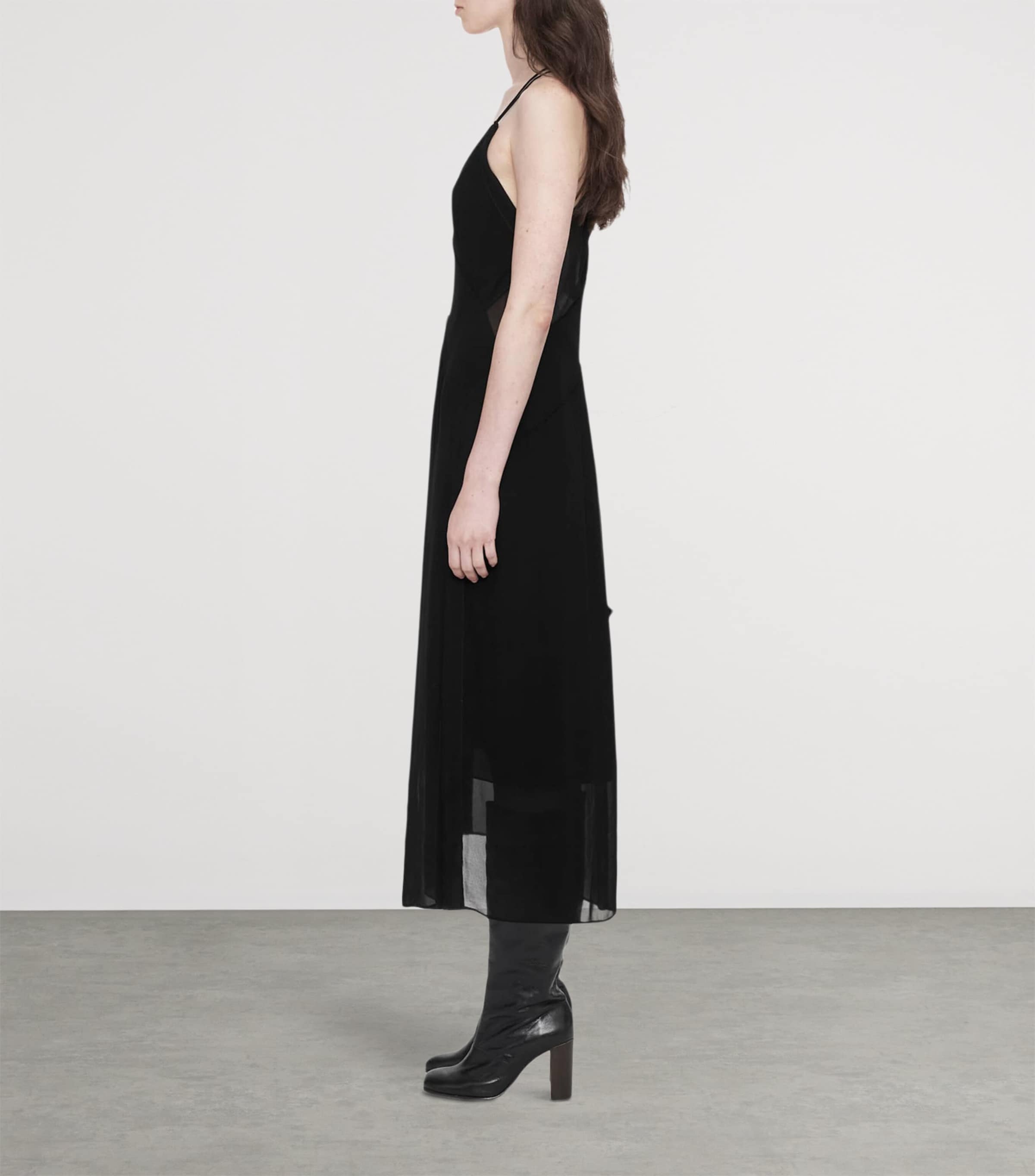 AllSaints Womens Chiffon Fawn Midi Dress Black Image 8