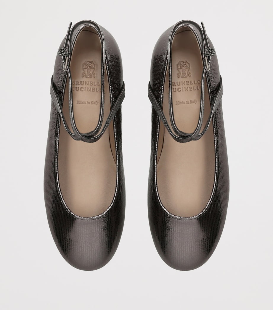 Leather Metallic Ballet Flats PEWTER Image 4