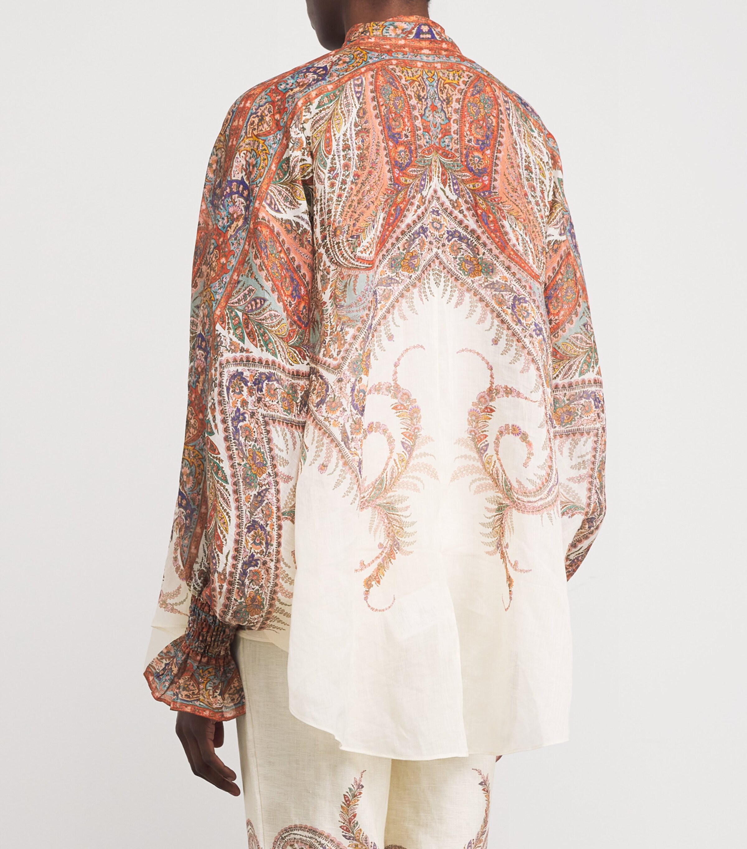 Zimmermann Womens Ramie Paisley Rhiannon Blouse Cmp Cream Paisley Image 4