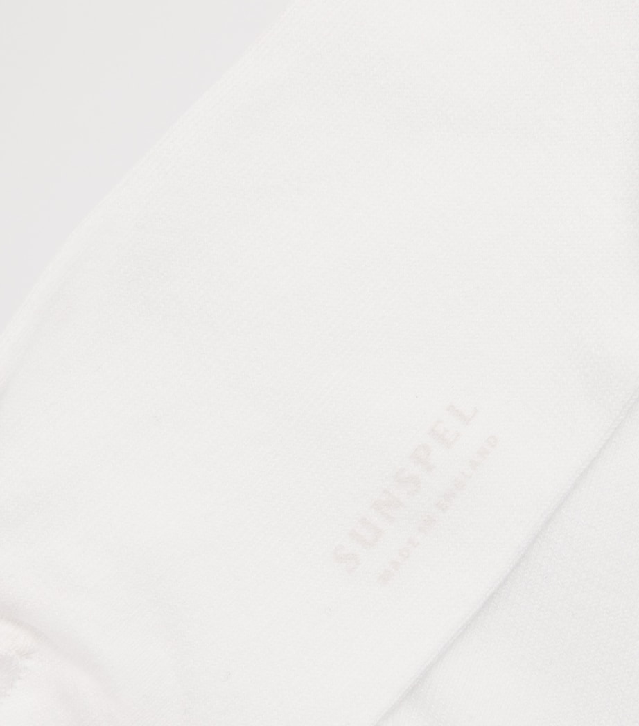 Sunspel Mens Egyptian Cotton-Blend Socks Whaa White Image 2