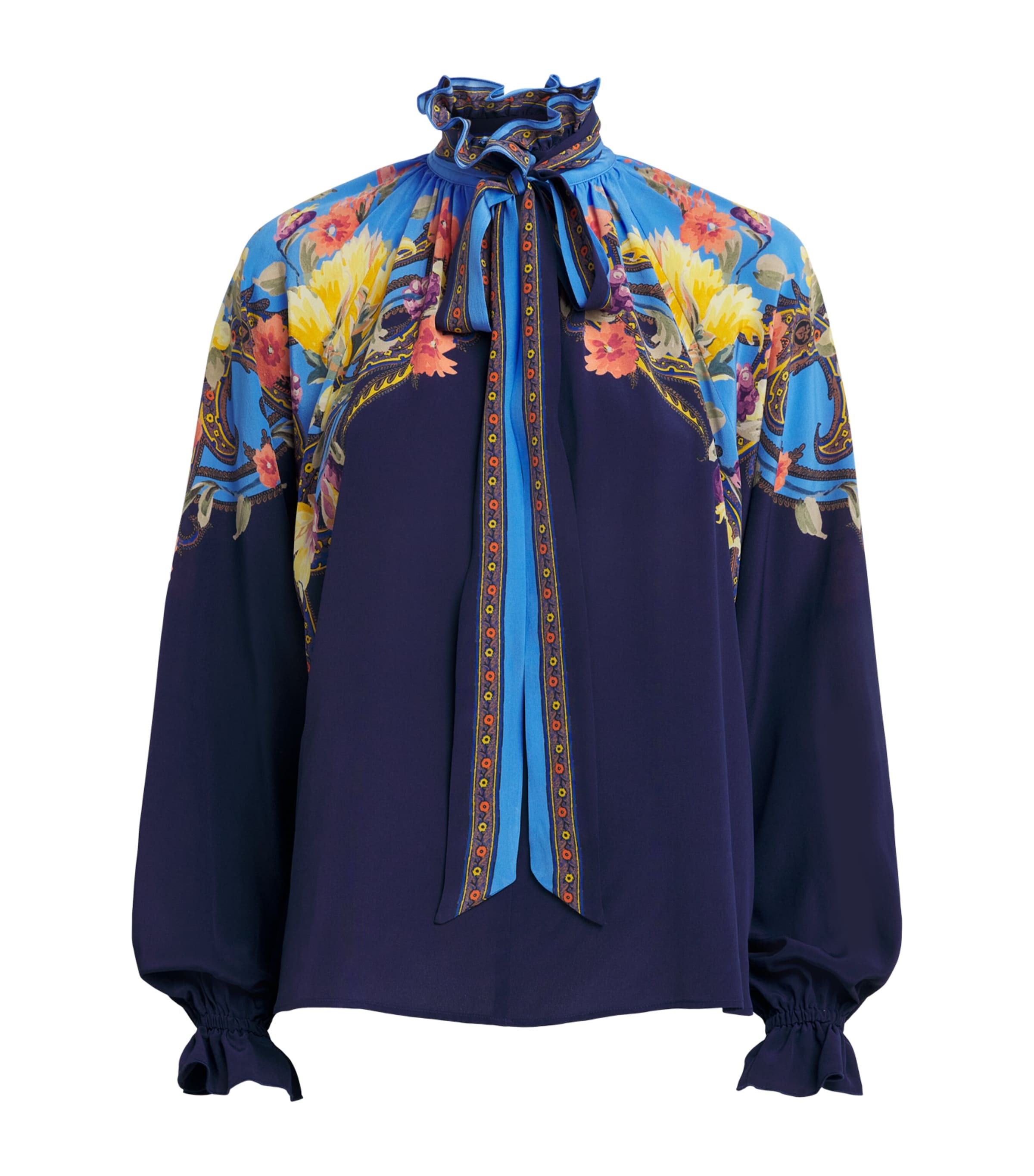 Etro Womens Silk Floral Blouse Print/blue Bs Image 1