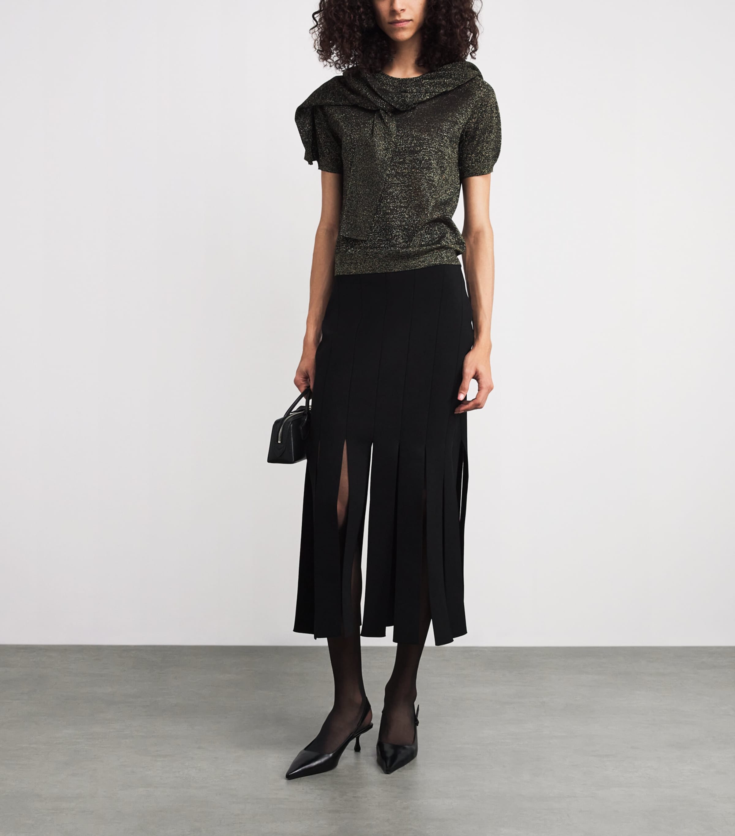 Metallic Lurex Lille Top BLACK/GILT Image 2