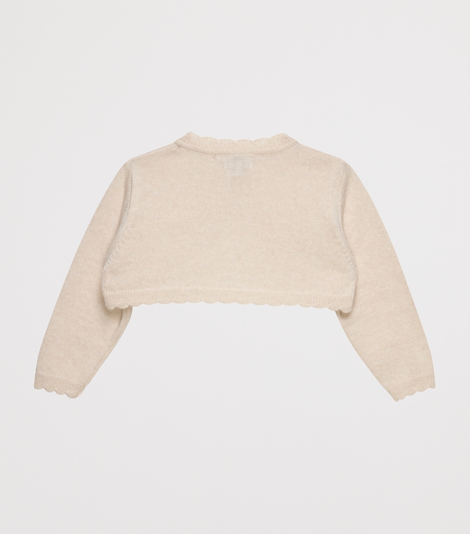 Trotters Merino-Cashmere Clara Cropped Cardigan (Newborn-9 Months) White Image 2