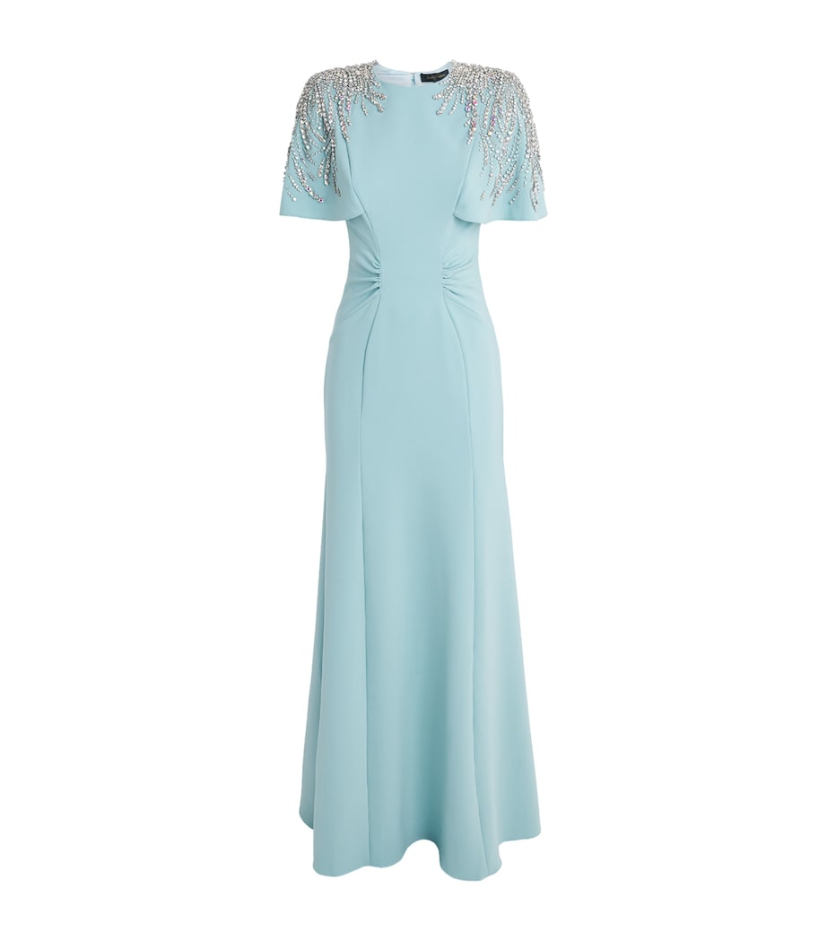 Jenny Packham Womens Embellished Petal Gown Bluebird Image 1