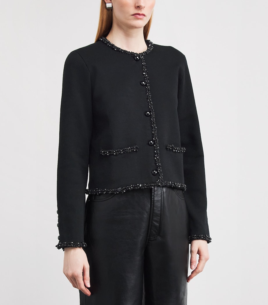 Wool-Blend Beaded Cardigan BLACK Image 3