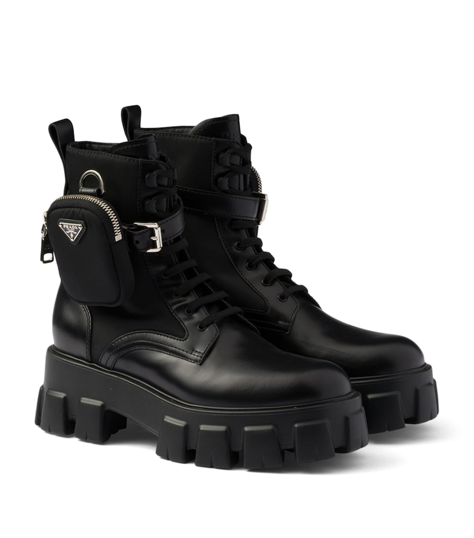 Leather Monolith Boots with Pouch 55