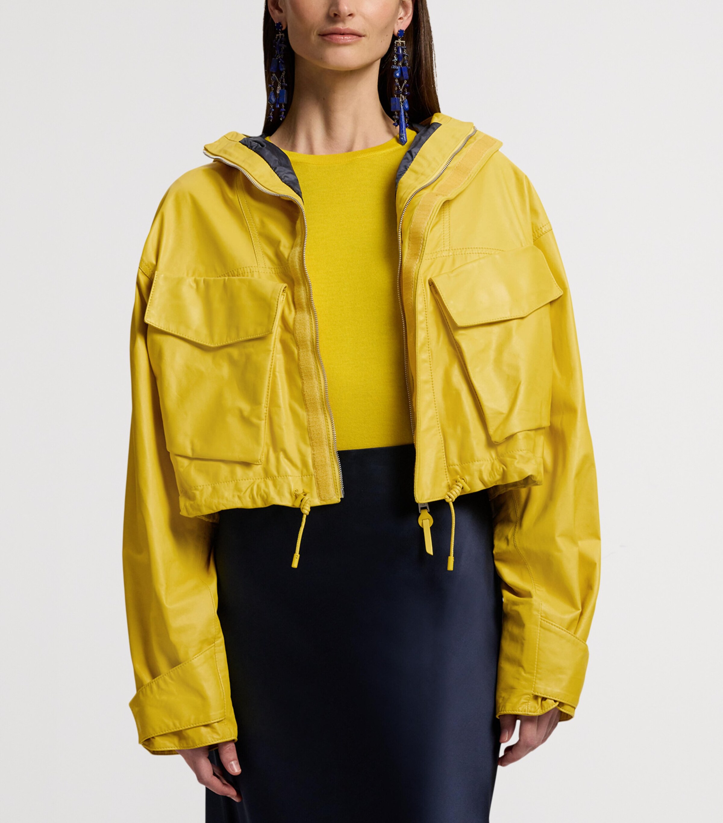 Ferra Cropped Calfskin Jacket YELLOW Image 8