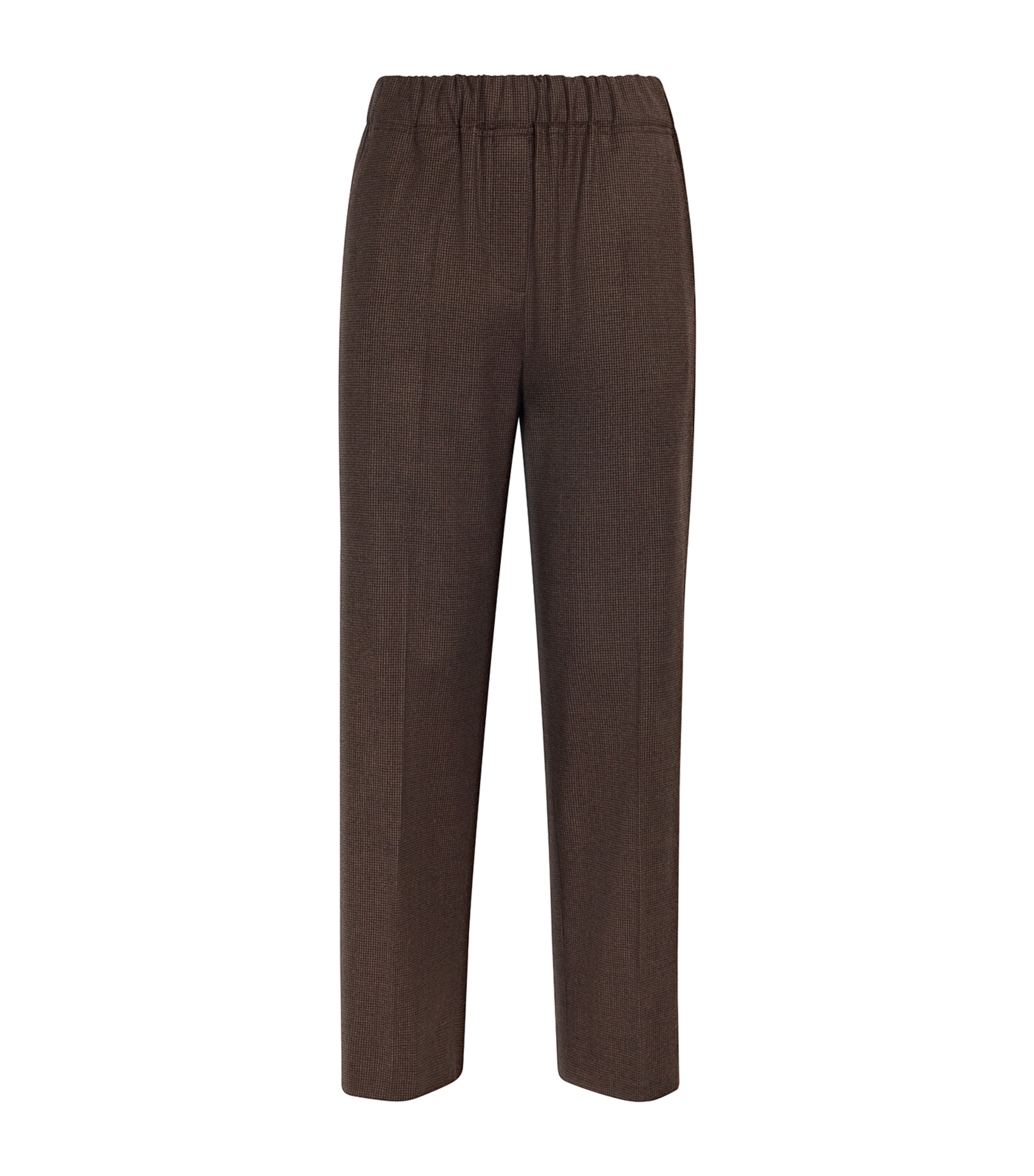 Weekend Max Mara Stretch-wool Houndstooth Trousers In Brown