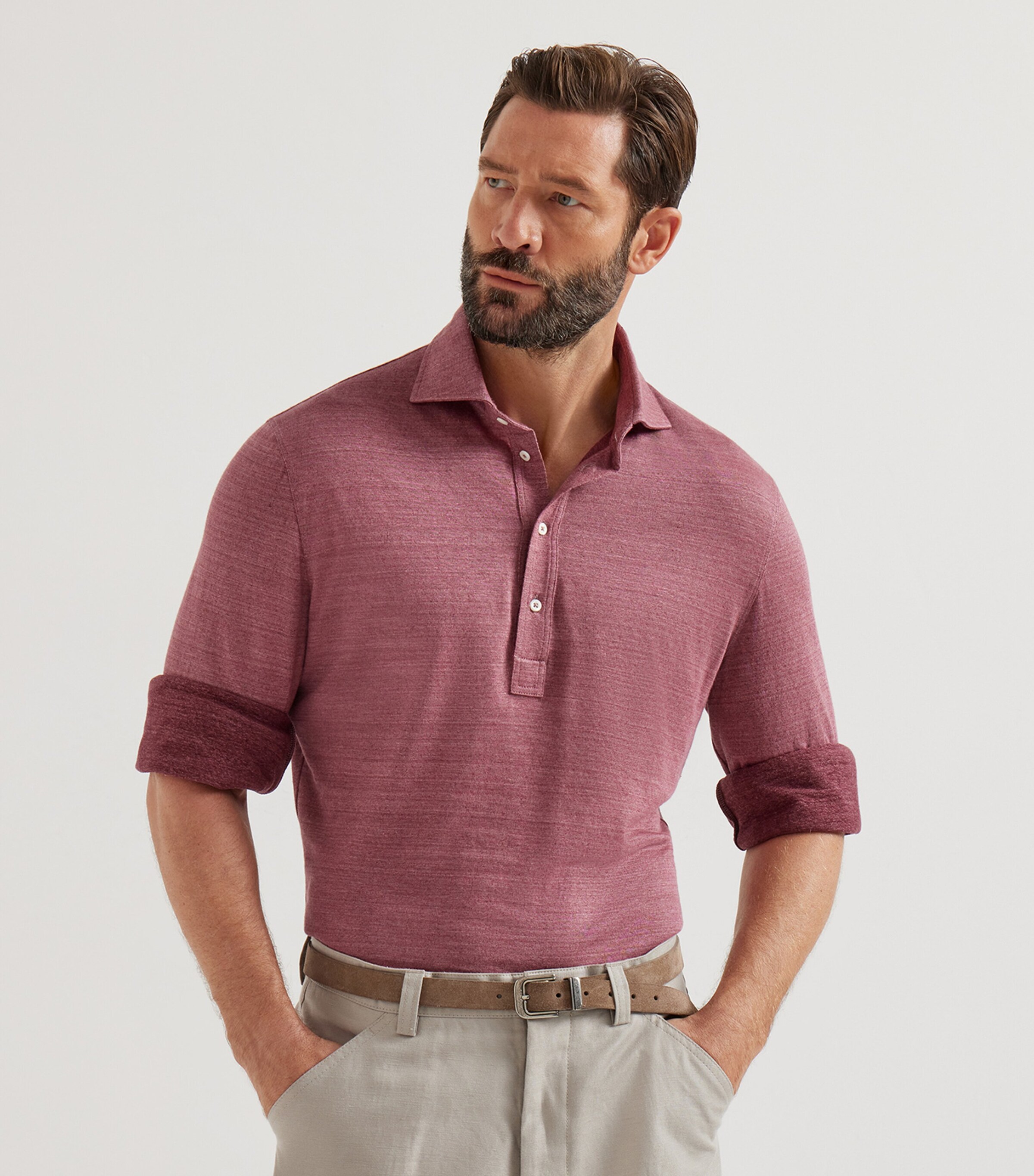Brunello Cucinelli Red Linen-Cotton Jersey Polo Shirt | Harrods UK