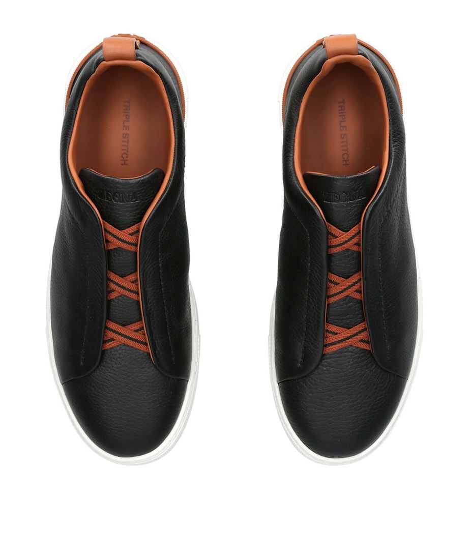 Leather Triple Stitch Sneakers BLK/BROWN Image 4