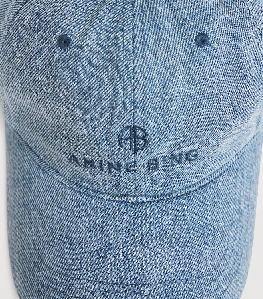 ANINE BING Embroidered Jeremy Baseball Cap Shadow Blue Image 4