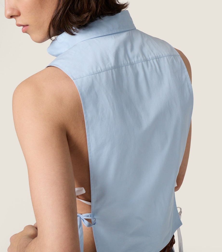 Miu Miu Womens Cotton Poplin Side-Tie Blouse Image 6