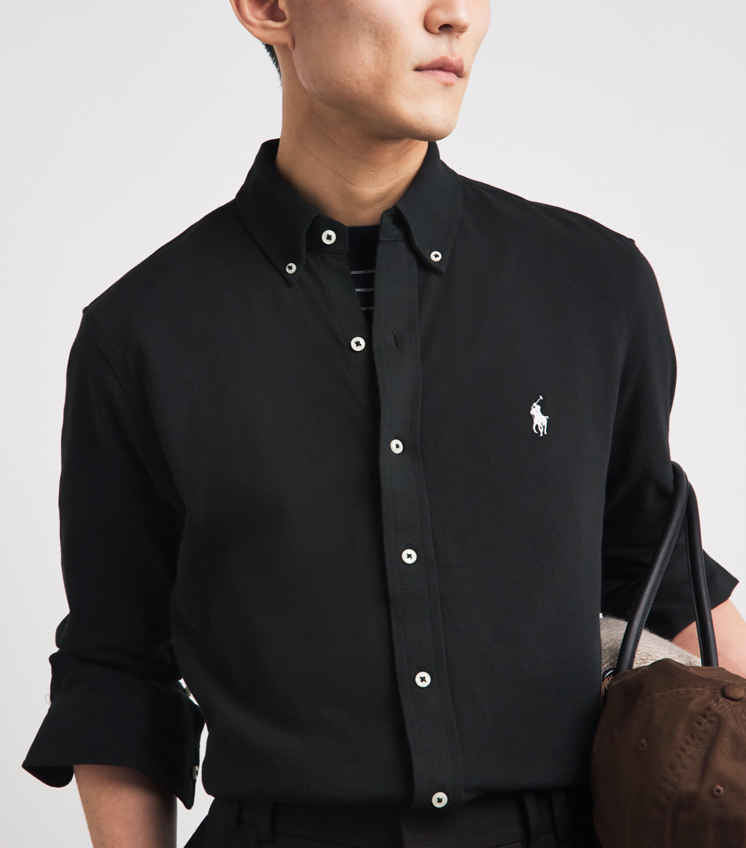 Polo Ralph Lauren Mens Cotton Featherweight Mesh Shirt Polo Black Image 3