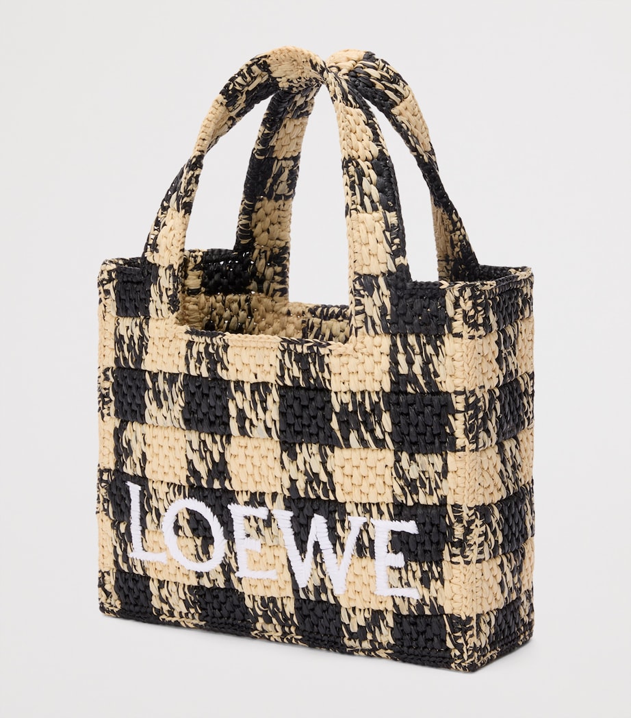 x Paula's Ibiza Mini Raffia Gingham Tote Bag NATURAL/BLACK Image 2