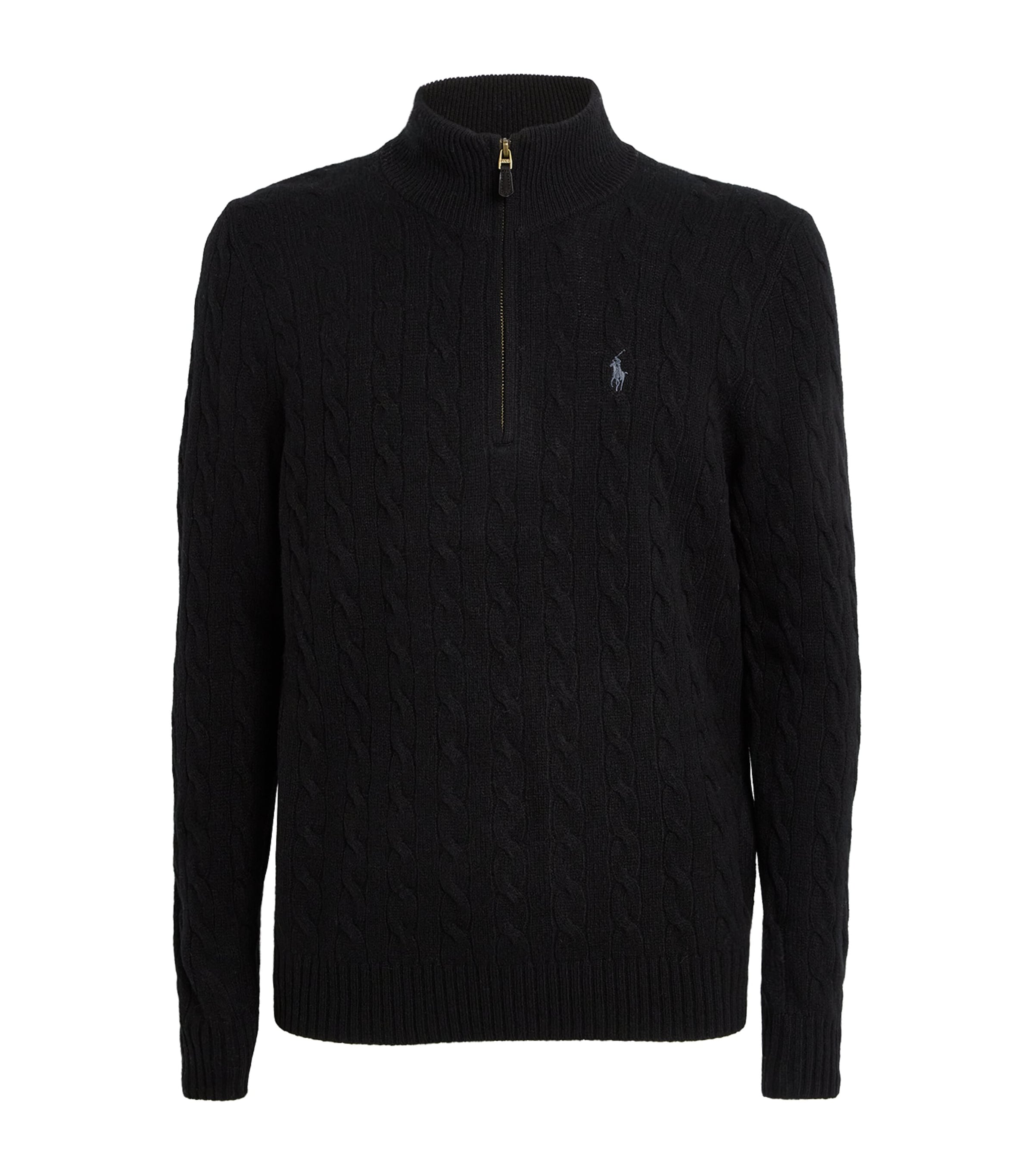 Polo Ralph Lauren Wool And Cashmere Cable Knit Jumper In Black
