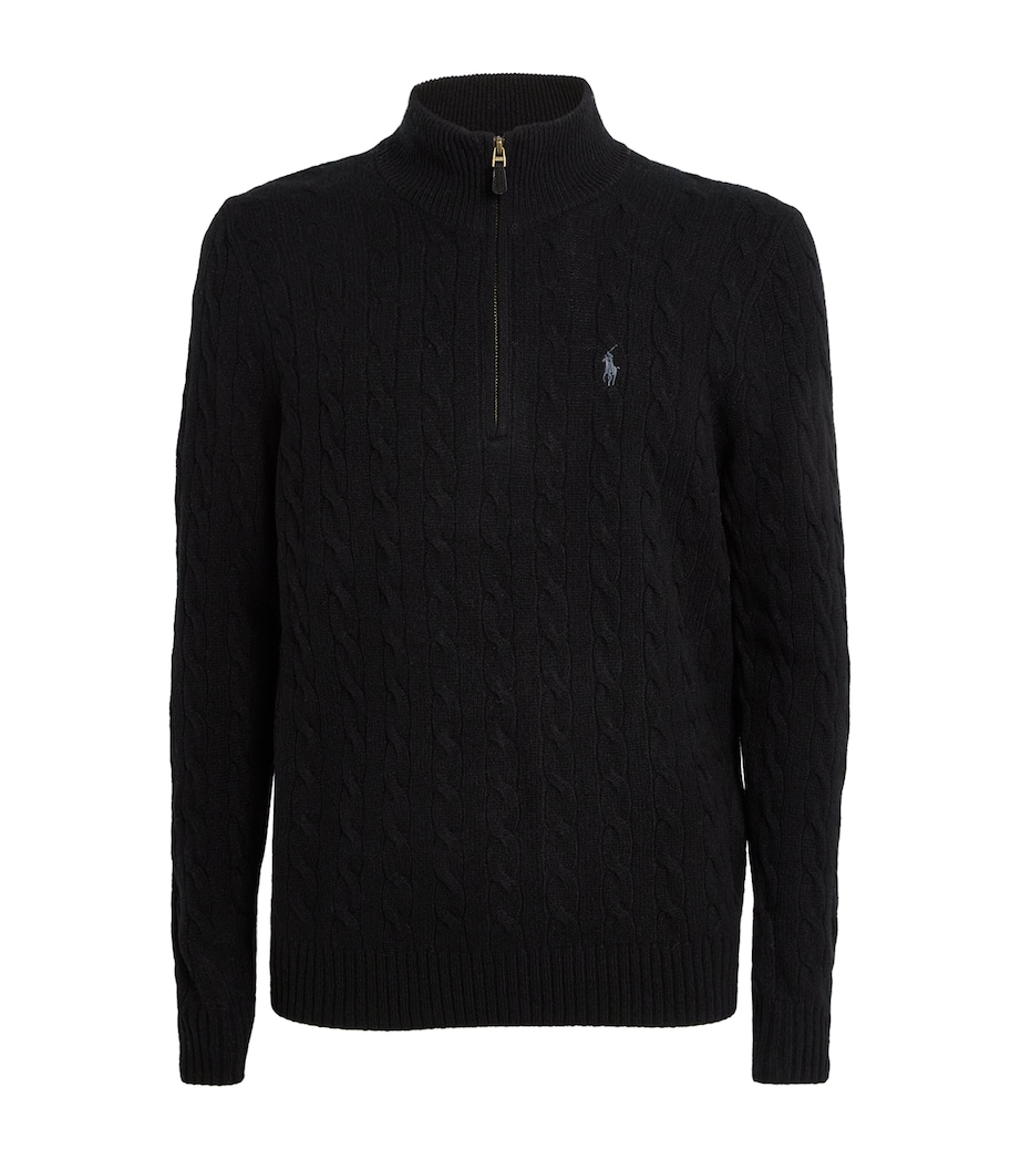Wool-Cashmere Quarter-Zip Sweater BLACK Image 1