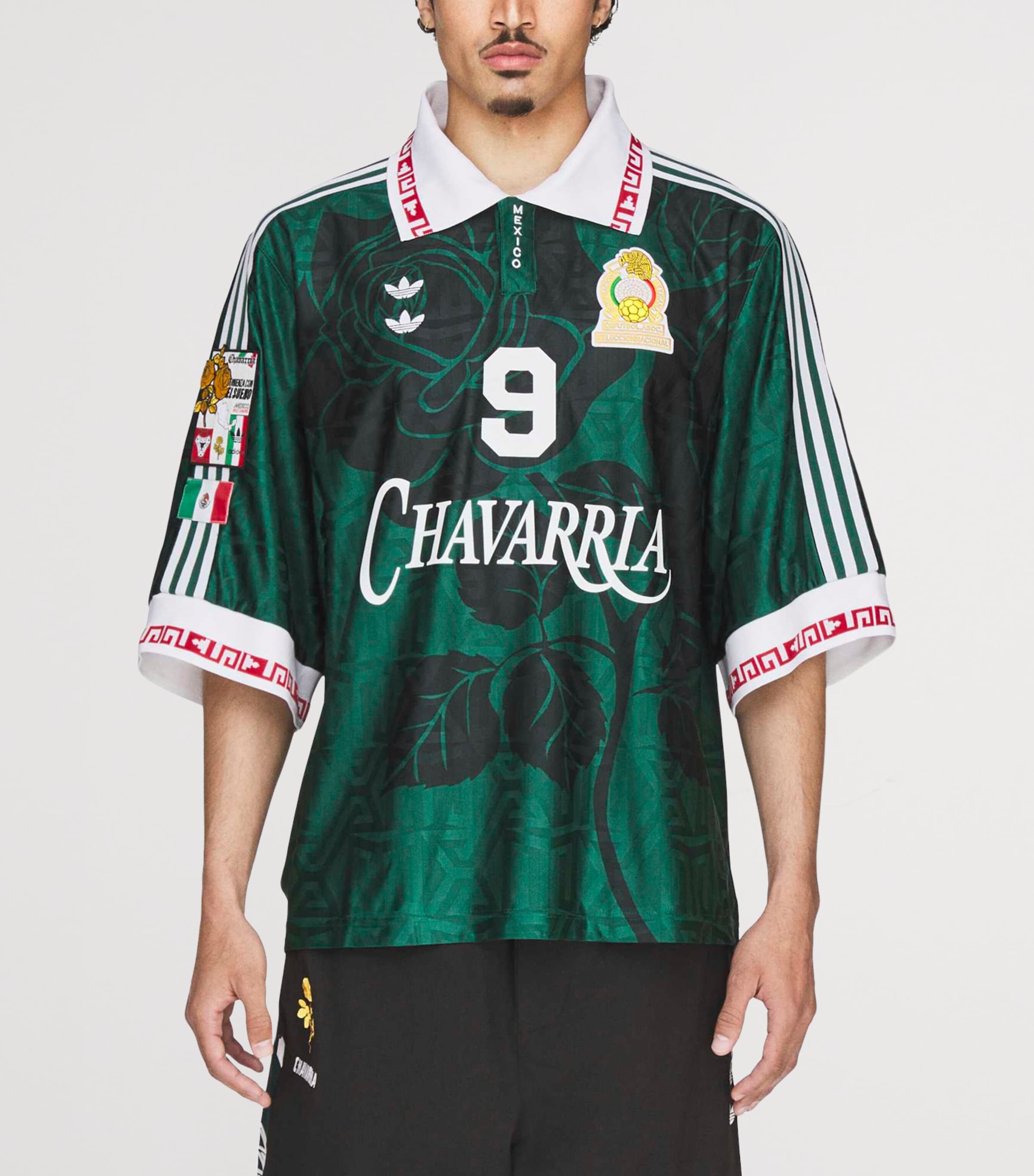 Willy Chavarria Mens x adidas Originals Mexico T-Shirt Collegiate Green Image 3