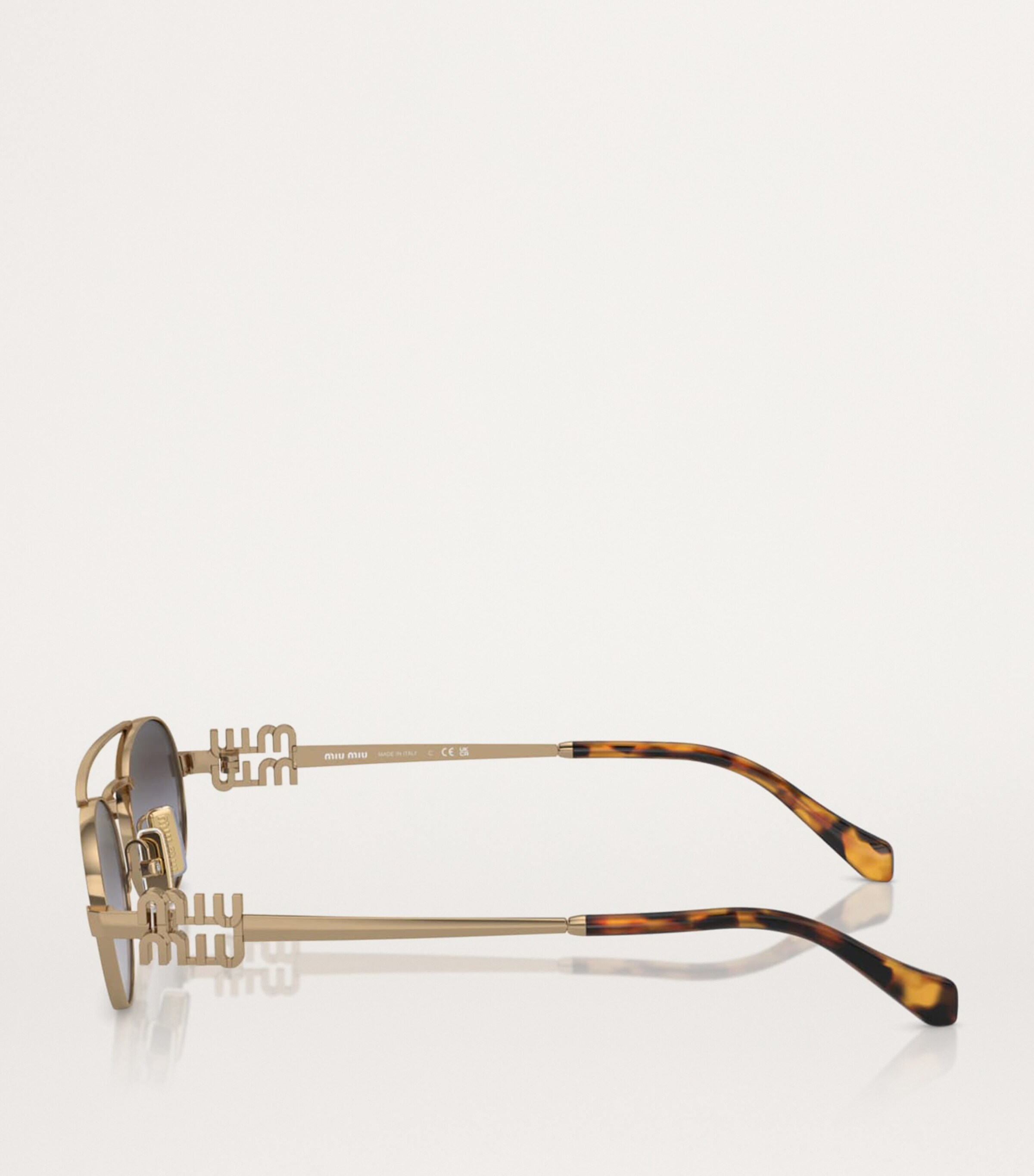 小物 miumiu oval sunglasses made in italy MU A06S Miu Miu Sunglasses 16K08Z Black - eye-oo.com