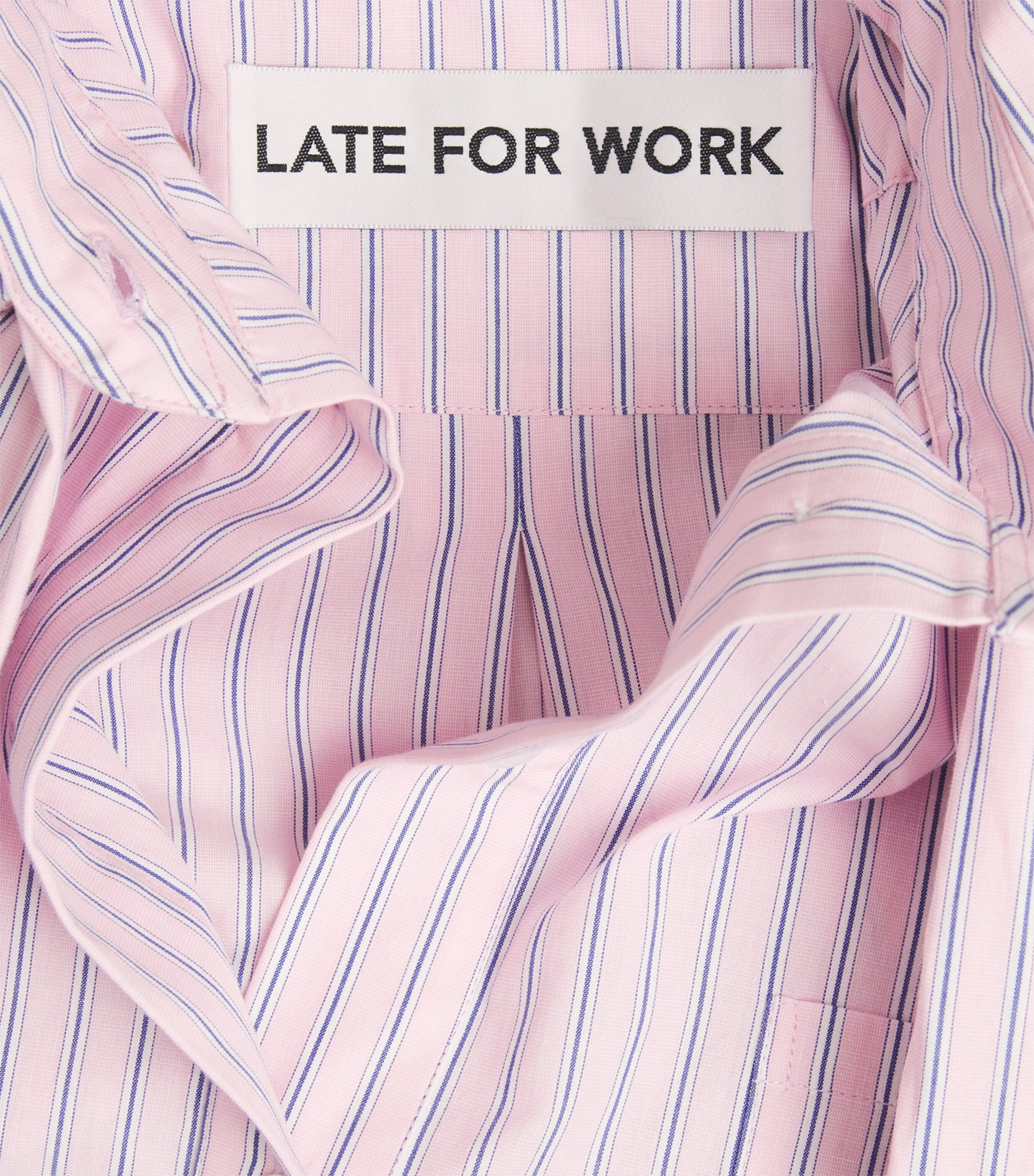 LATE FOR WORK Womens Cotton-Blend Striped Pussybow Shirt Brd Wht Str Image 6