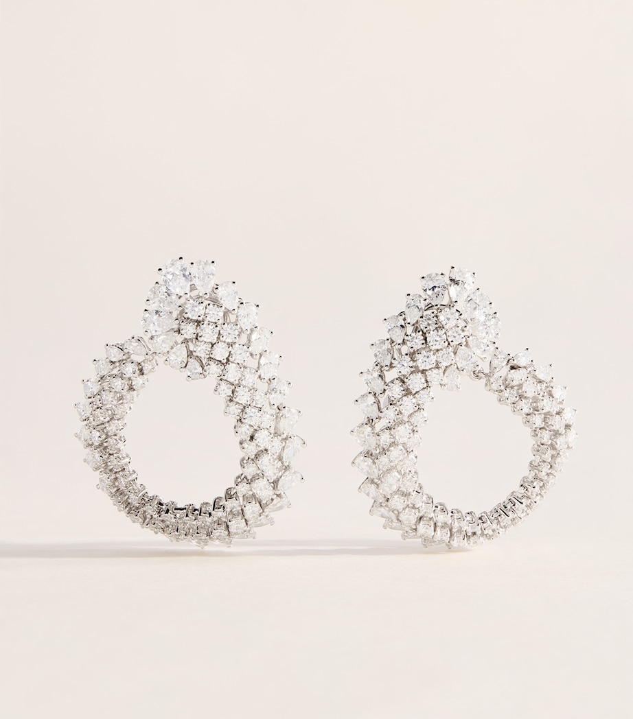 Yeprem White Gold and Diamond Y-Conic Hoop Earrings White Gold Image 1