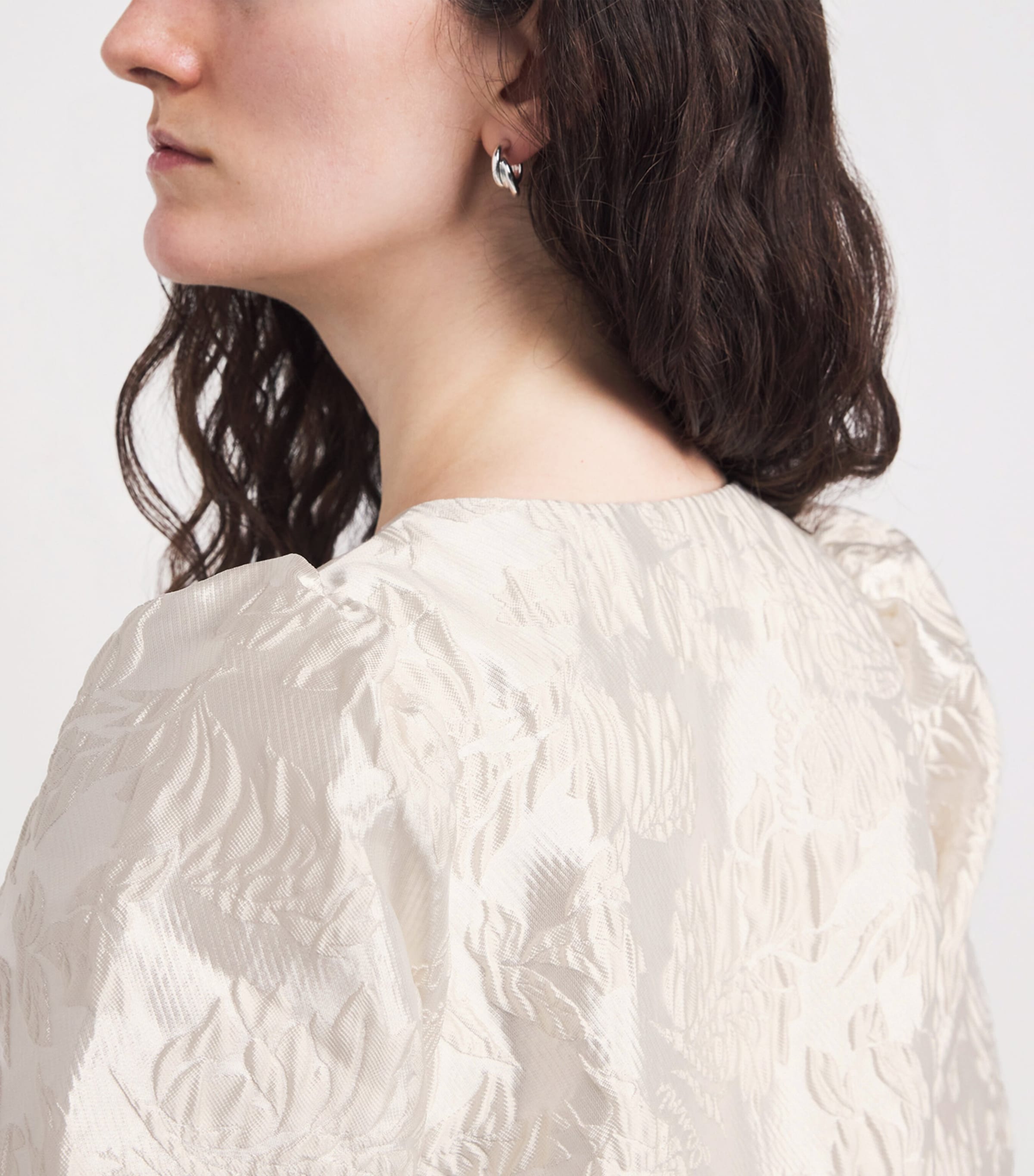 Satin Jacquard Mini Dress 135 EGRET Image 6