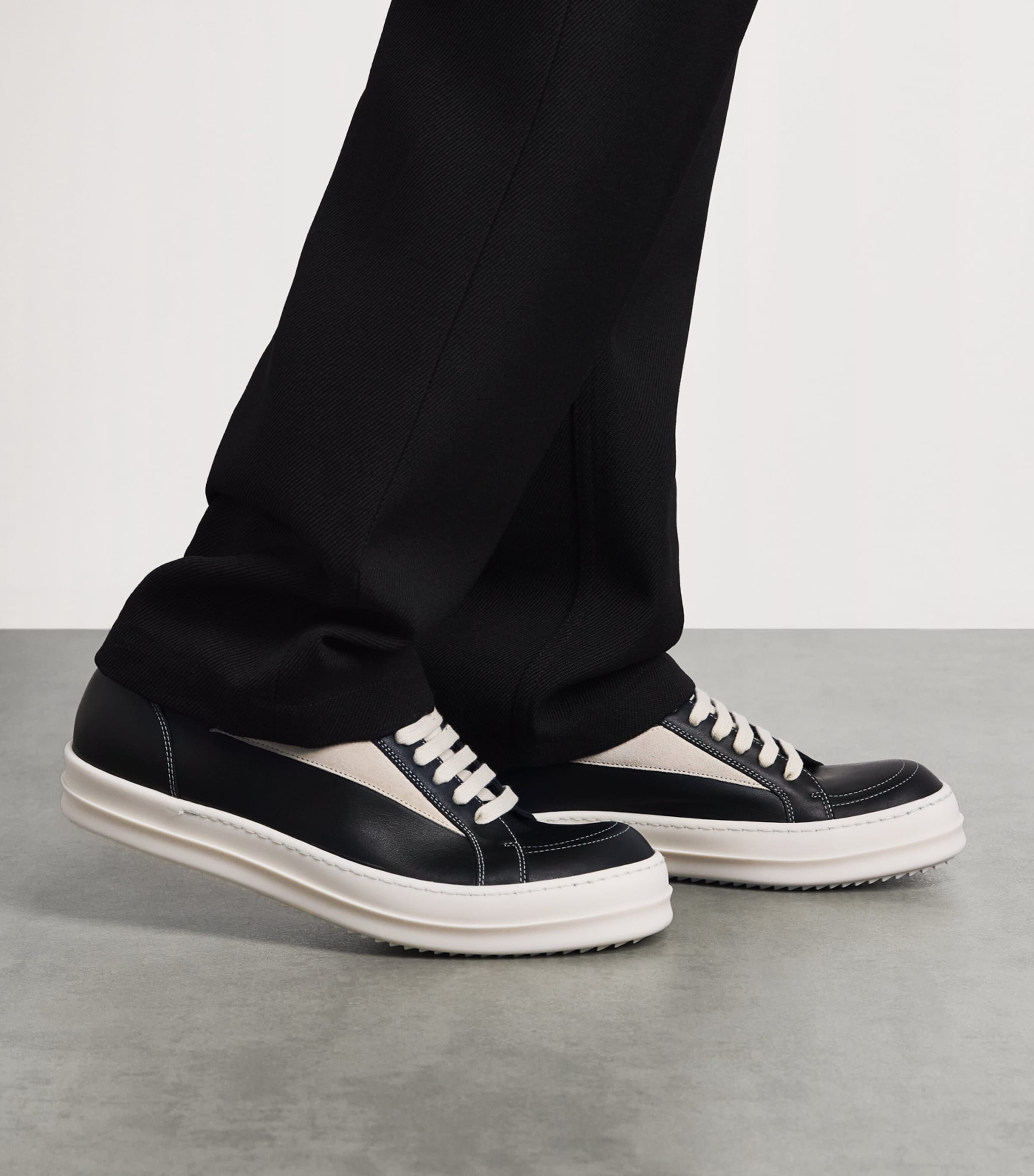 Rick Owens Leather Vintage Sneakers Black/milk Image 2