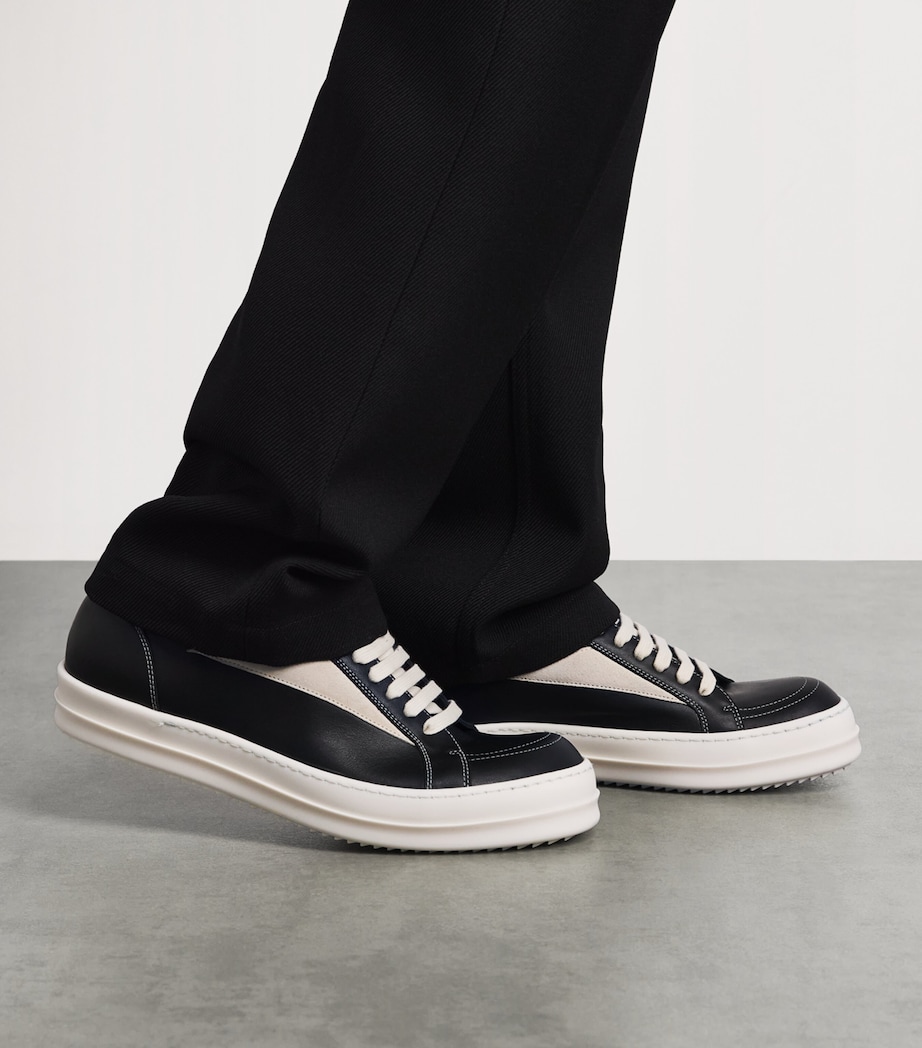 Rick Owens Leather Vintage Sneakers Black/milk Image 2
