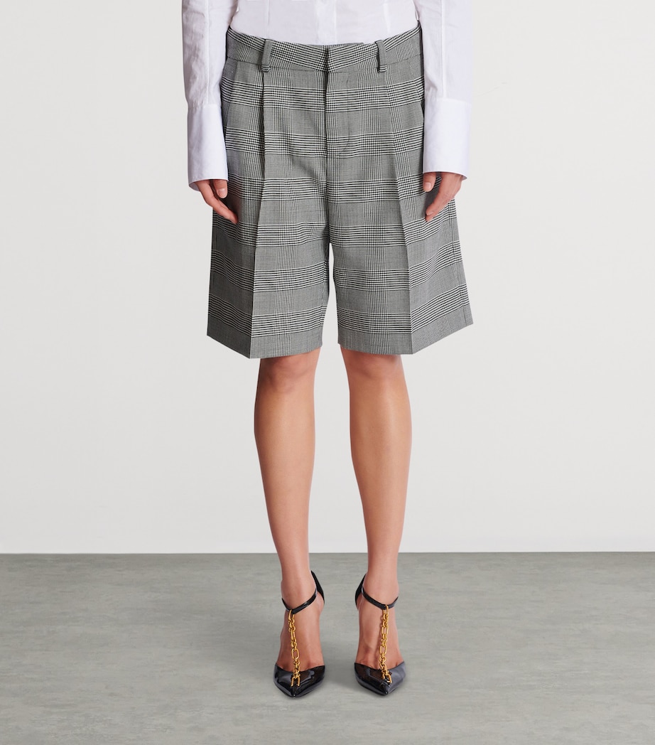 Virgin Wool-Blend Check Shorts EAB BLANC/WHITE. Image 4