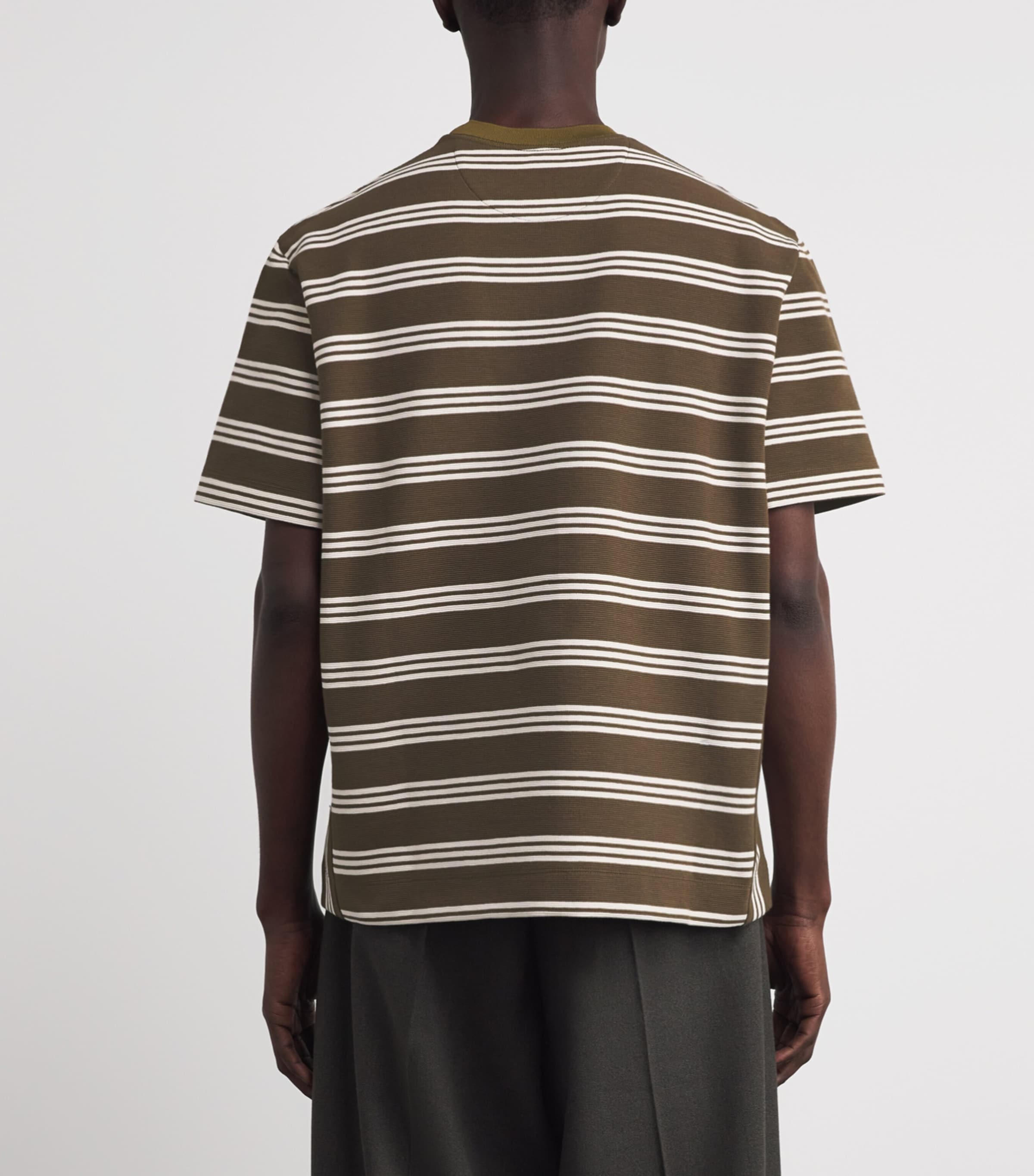 Cotton-Blend Textured Stripe T-Shirt GREEN-36 Image 4