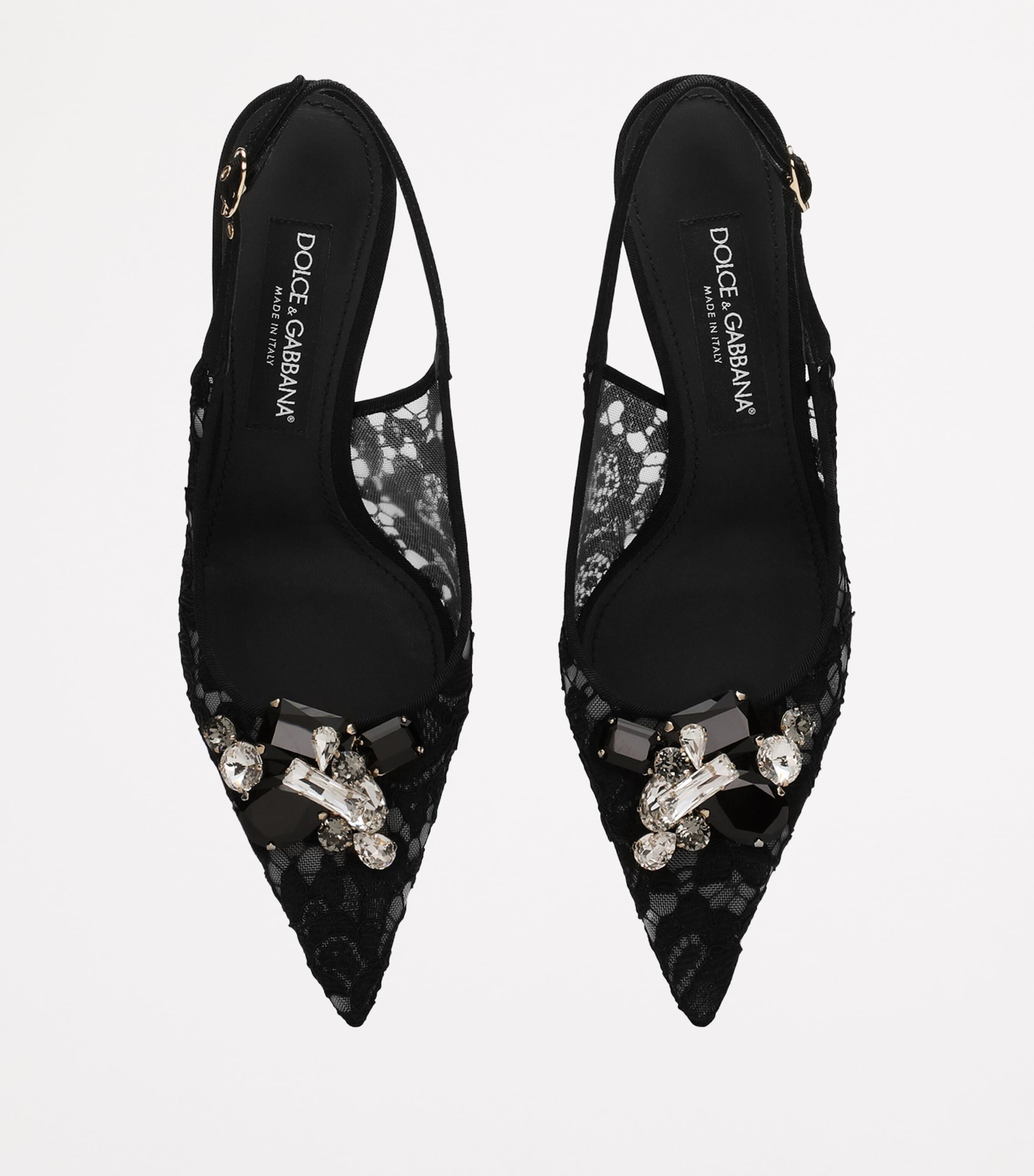 Lace Embellished Slingback Pumps 90 80240-APRICOT Image 3