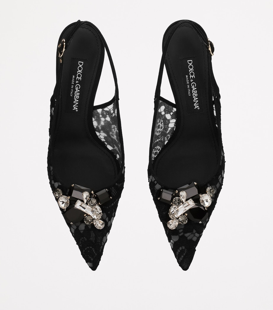 Lace Embellished Slingback Pumps 90 80240-APRICOT Image 3