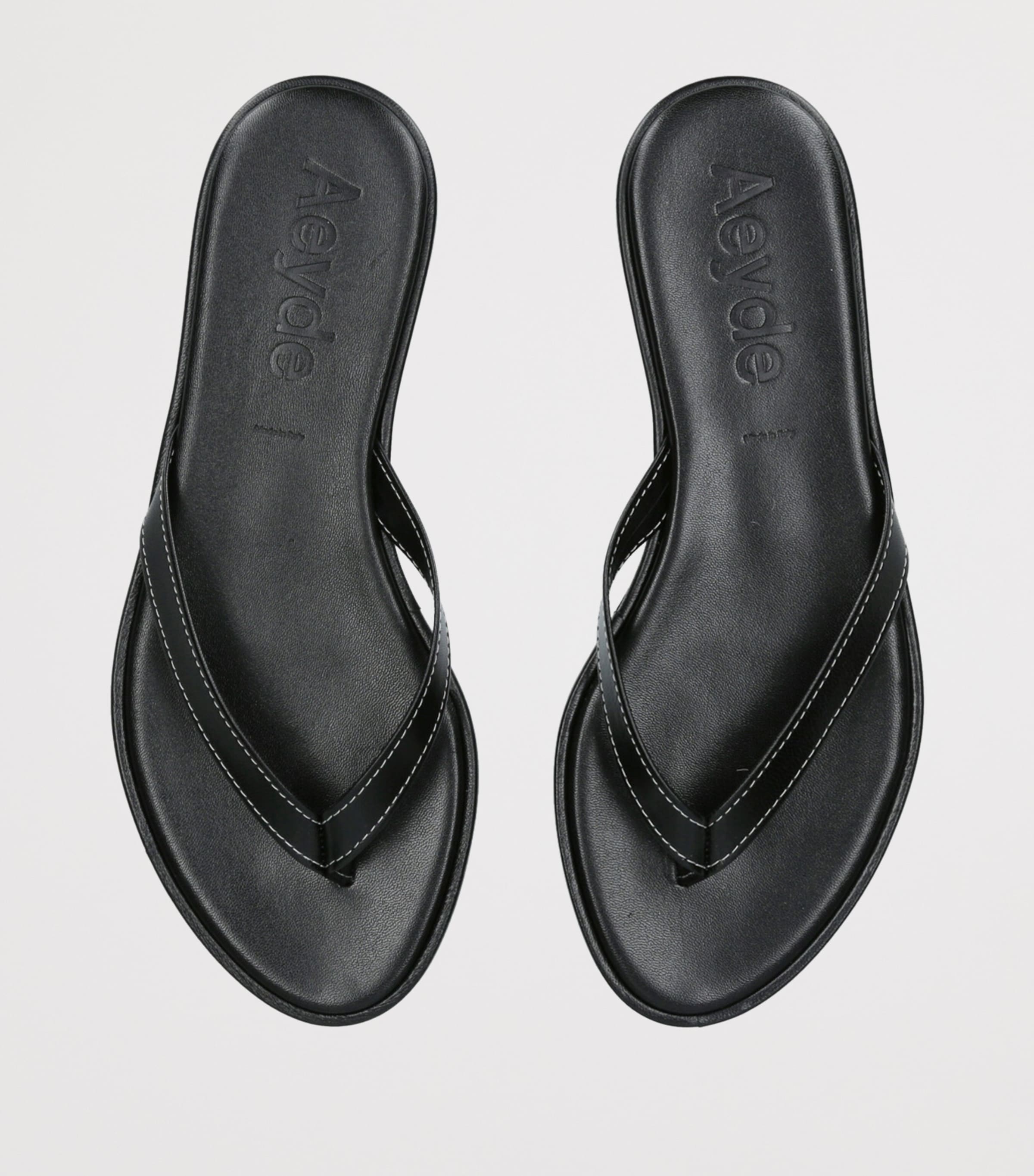 Leather Melody Slides BLACK Image 4