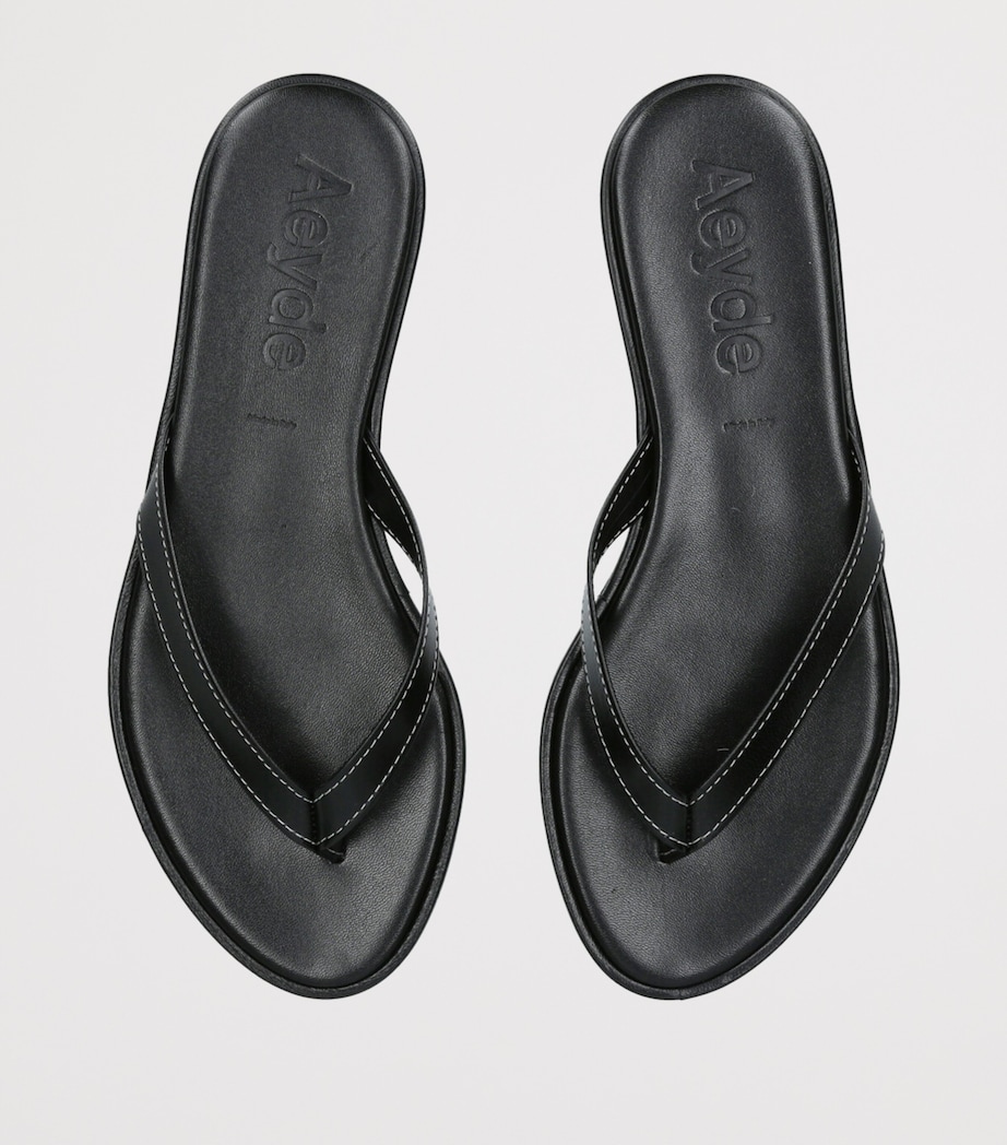 Leather Melody Slides BLACK Image 4