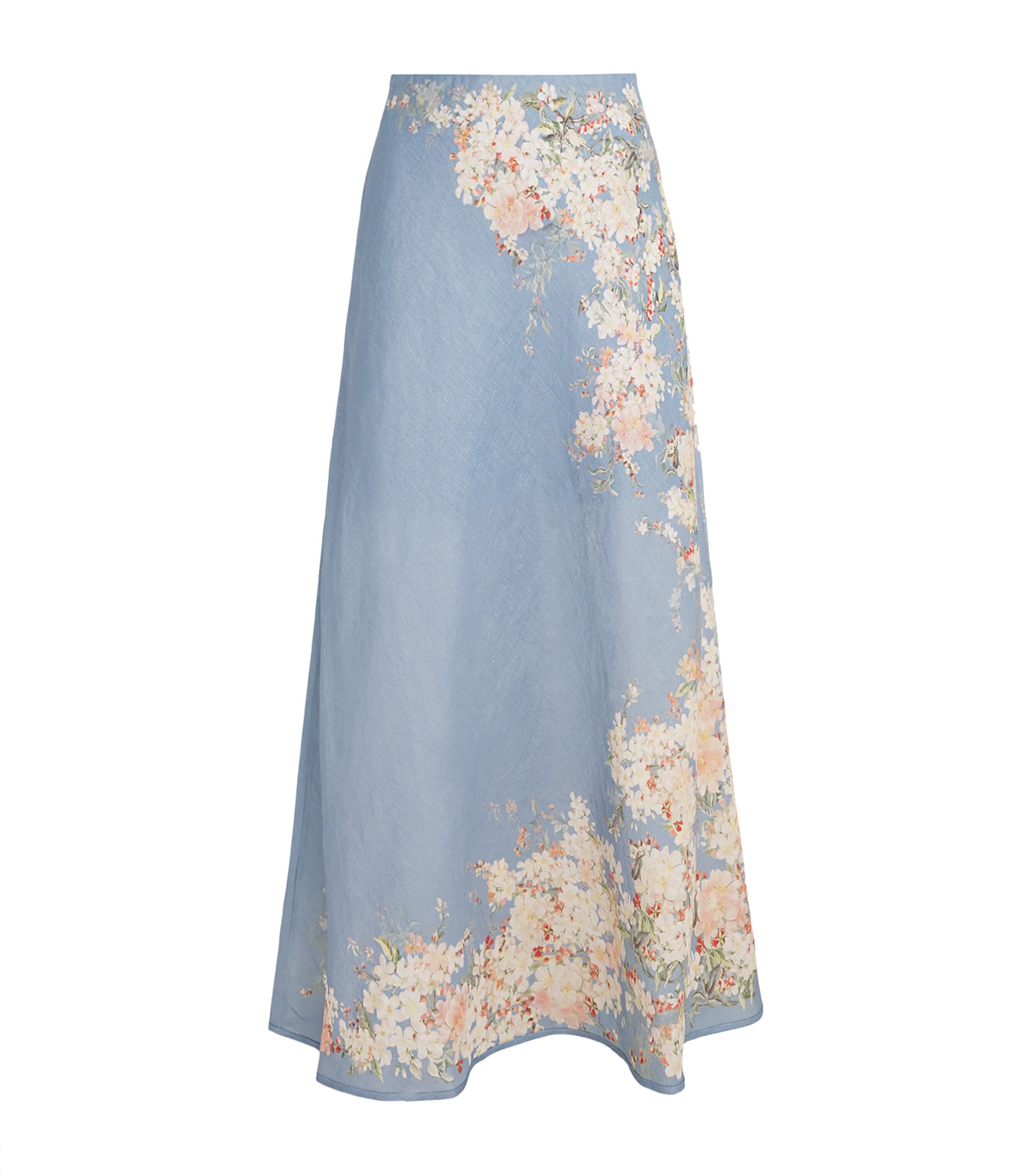 Zimmermann Linen Cascadian Maxi Skirt In Blue