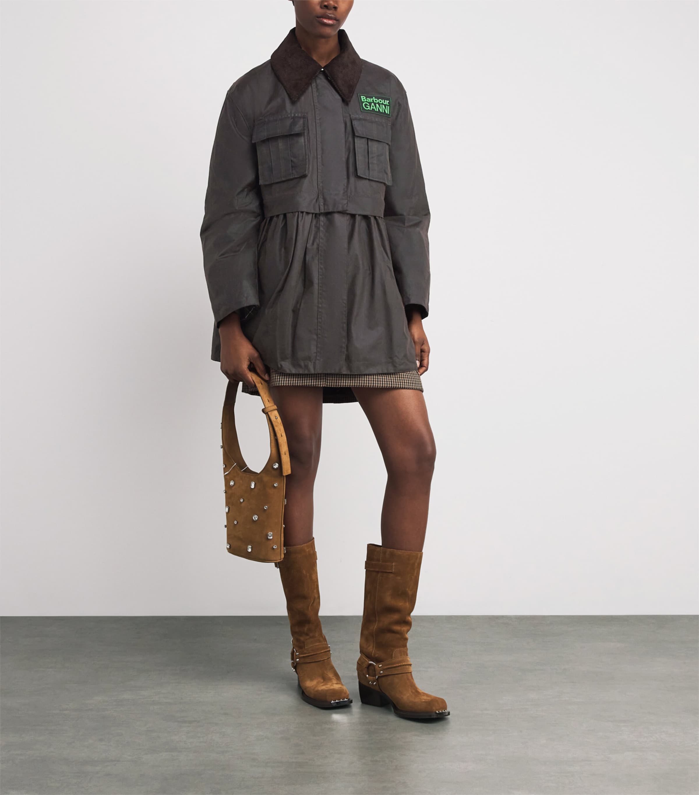 x GANNI Waxed Peplum Coat RUSTIC/CLASSIC TARTN Image 2